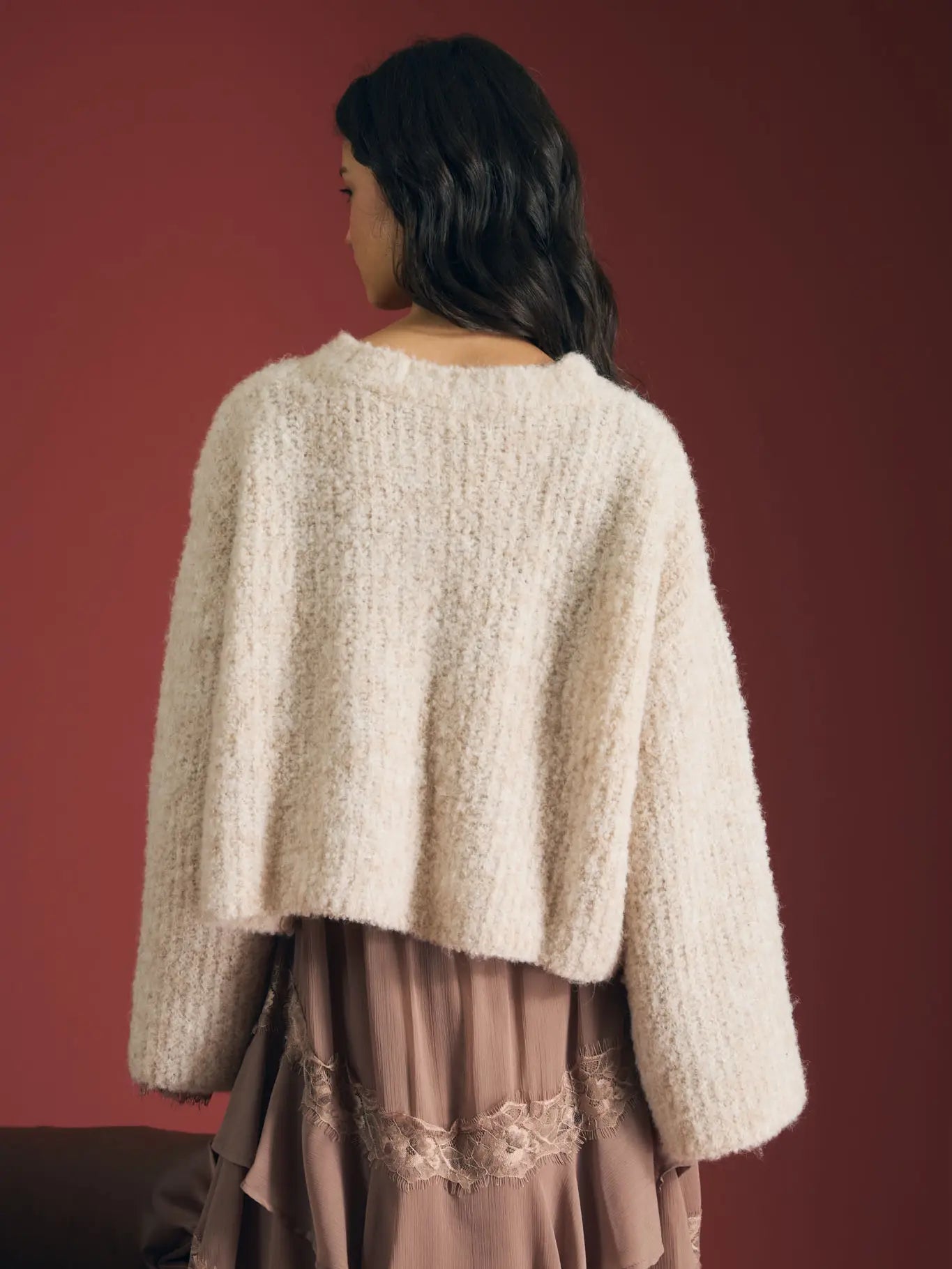 Fuzzy Knit Button Boxy Cardigan