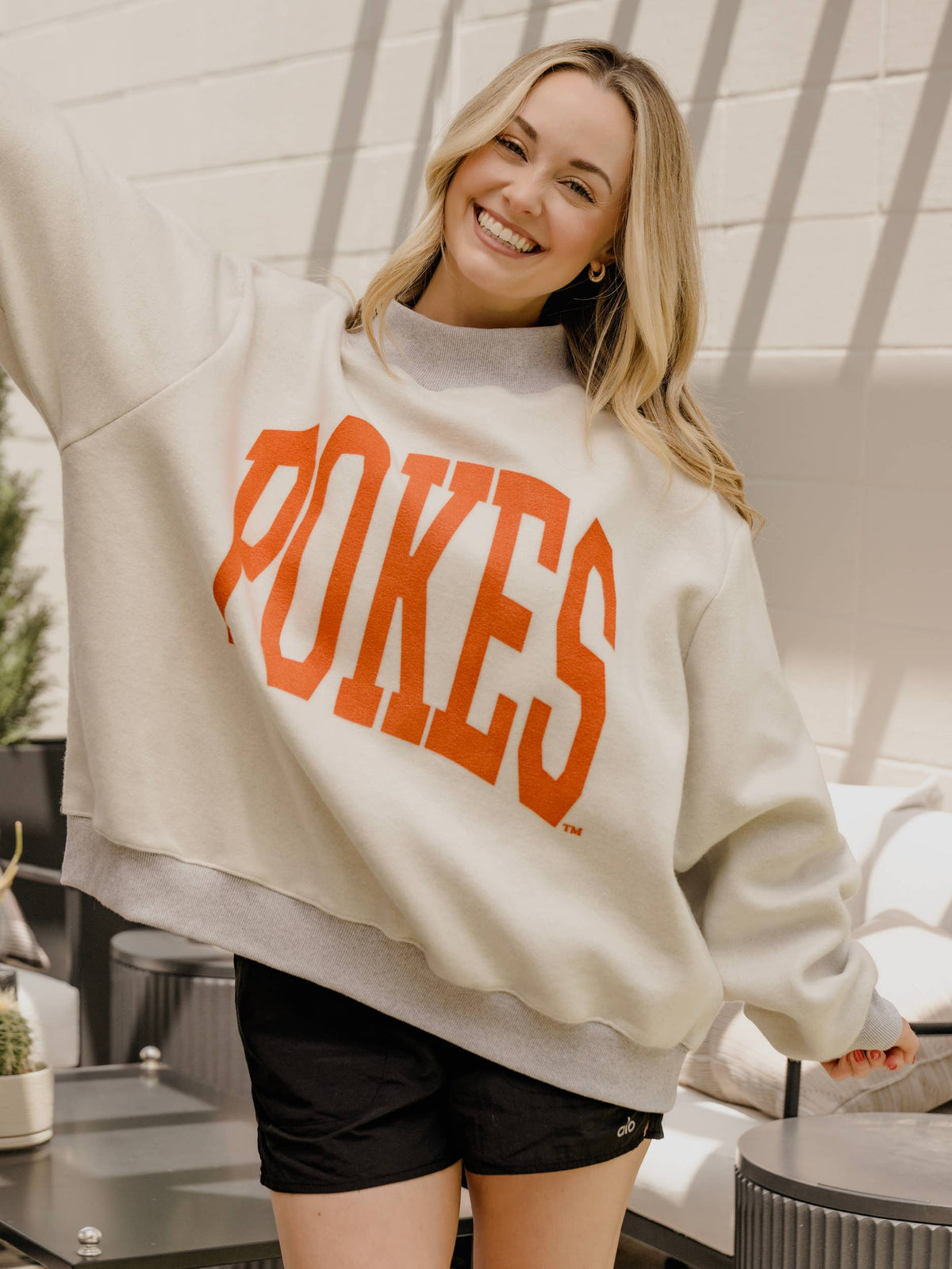 OSU Pokes Tall Boy Gray Reversible Mock Neck Sweatshirt