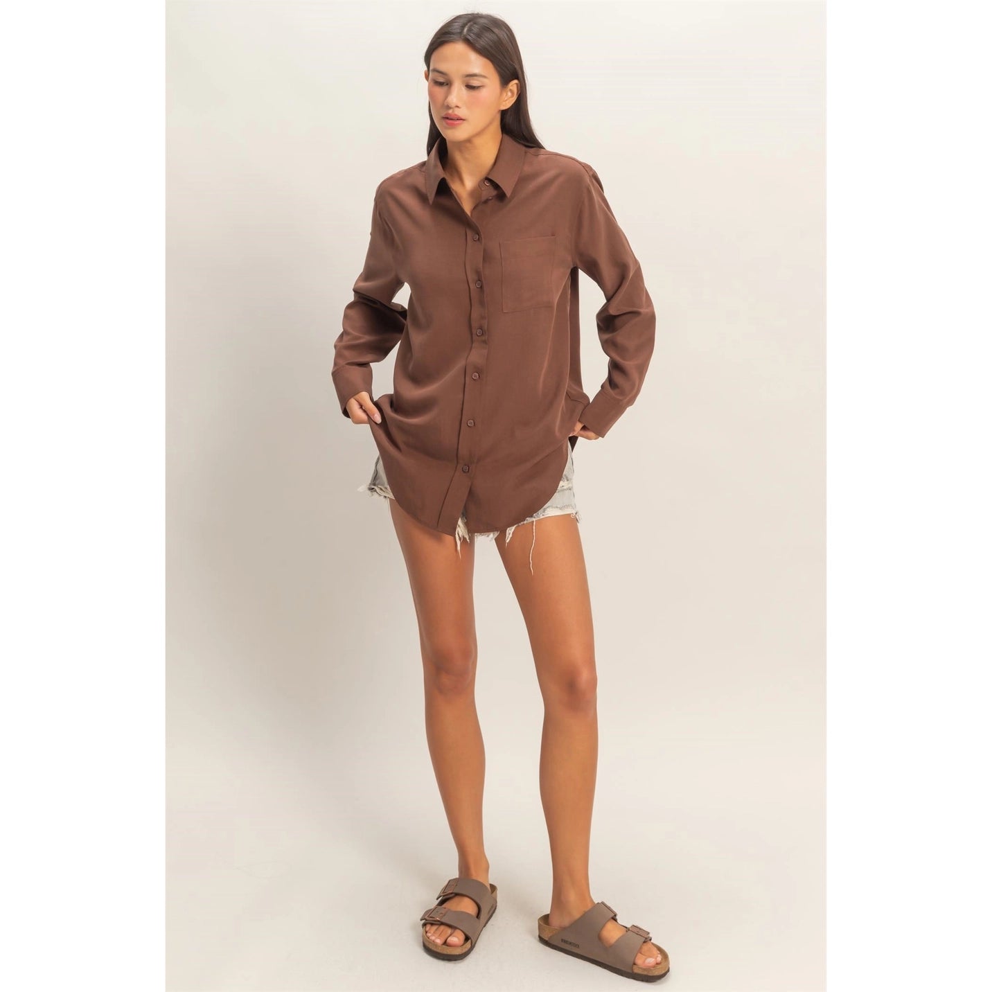 Linen Blend Button-Up Shirt