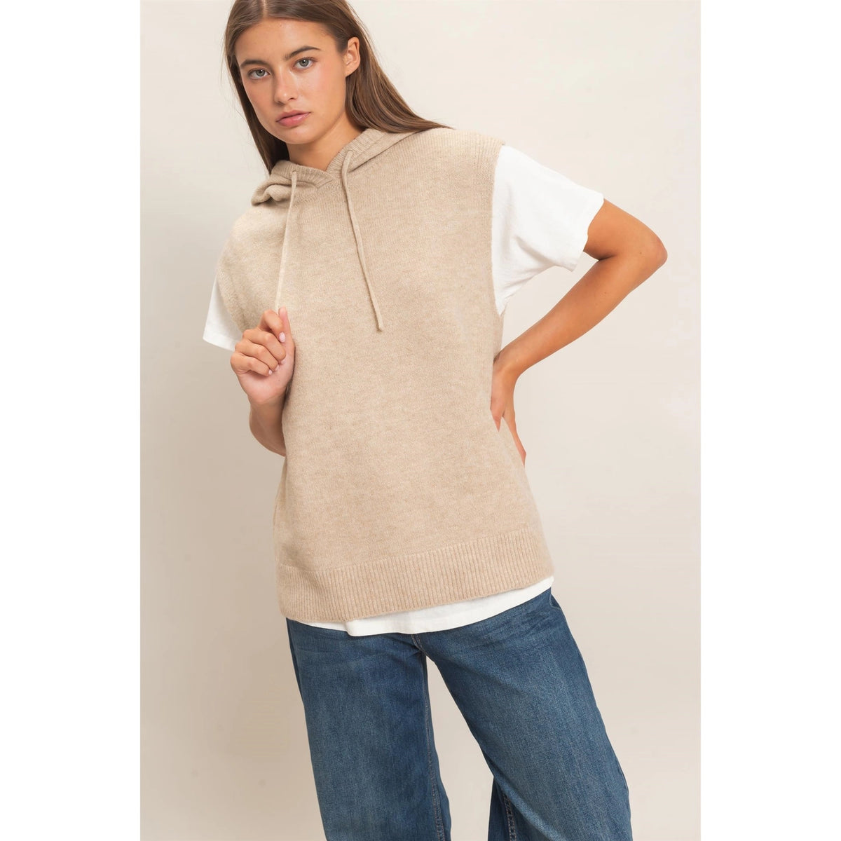 Jenna Sleeveless Hoodie Sweater