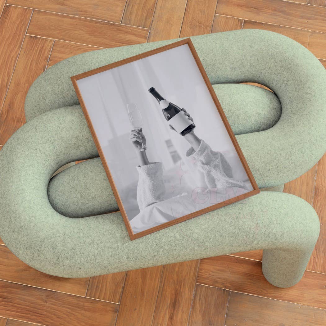 Champagne Problems Bedroom Monotone Wall Art Prints