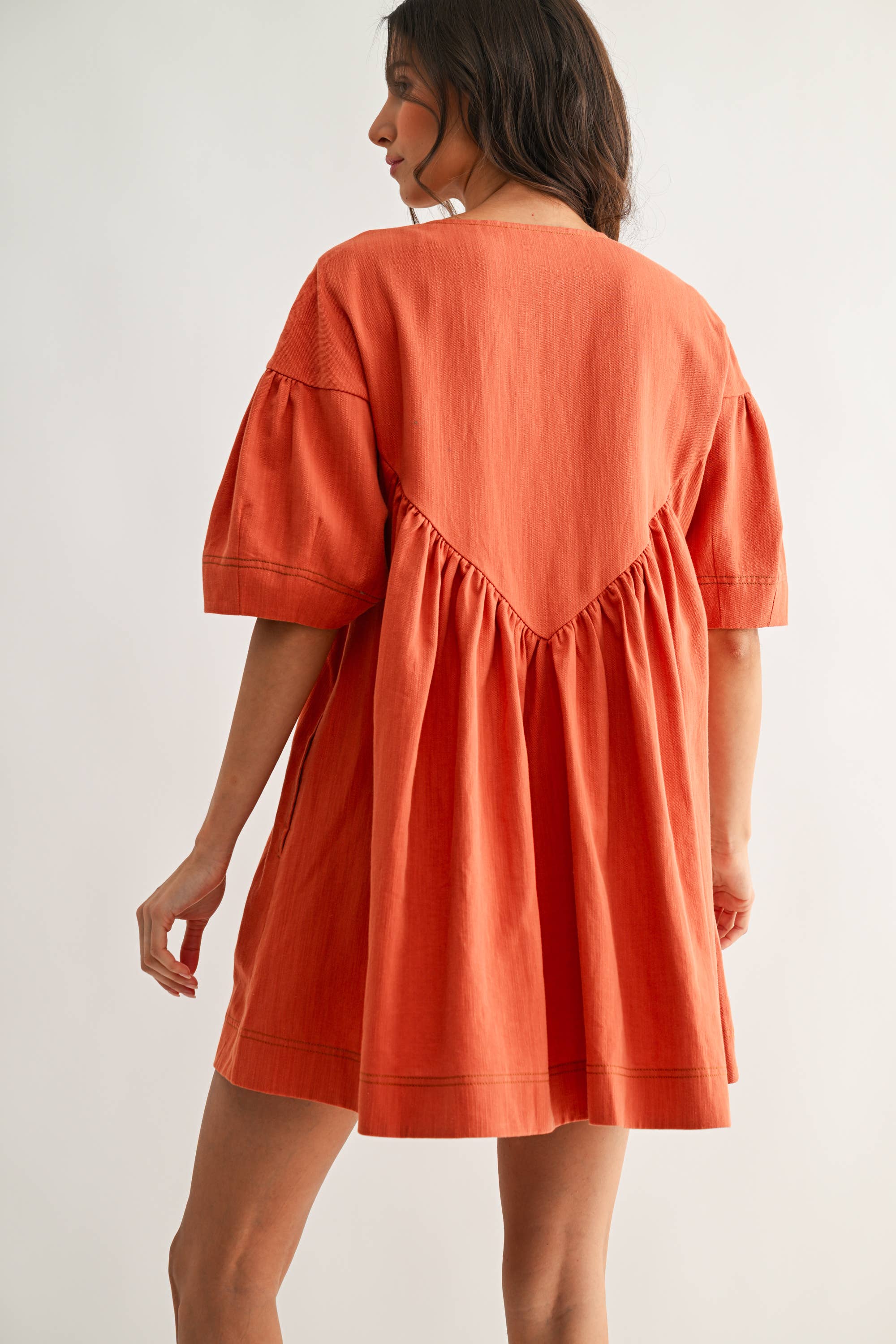CJD26988 Embroidered Linen Tunic Dress