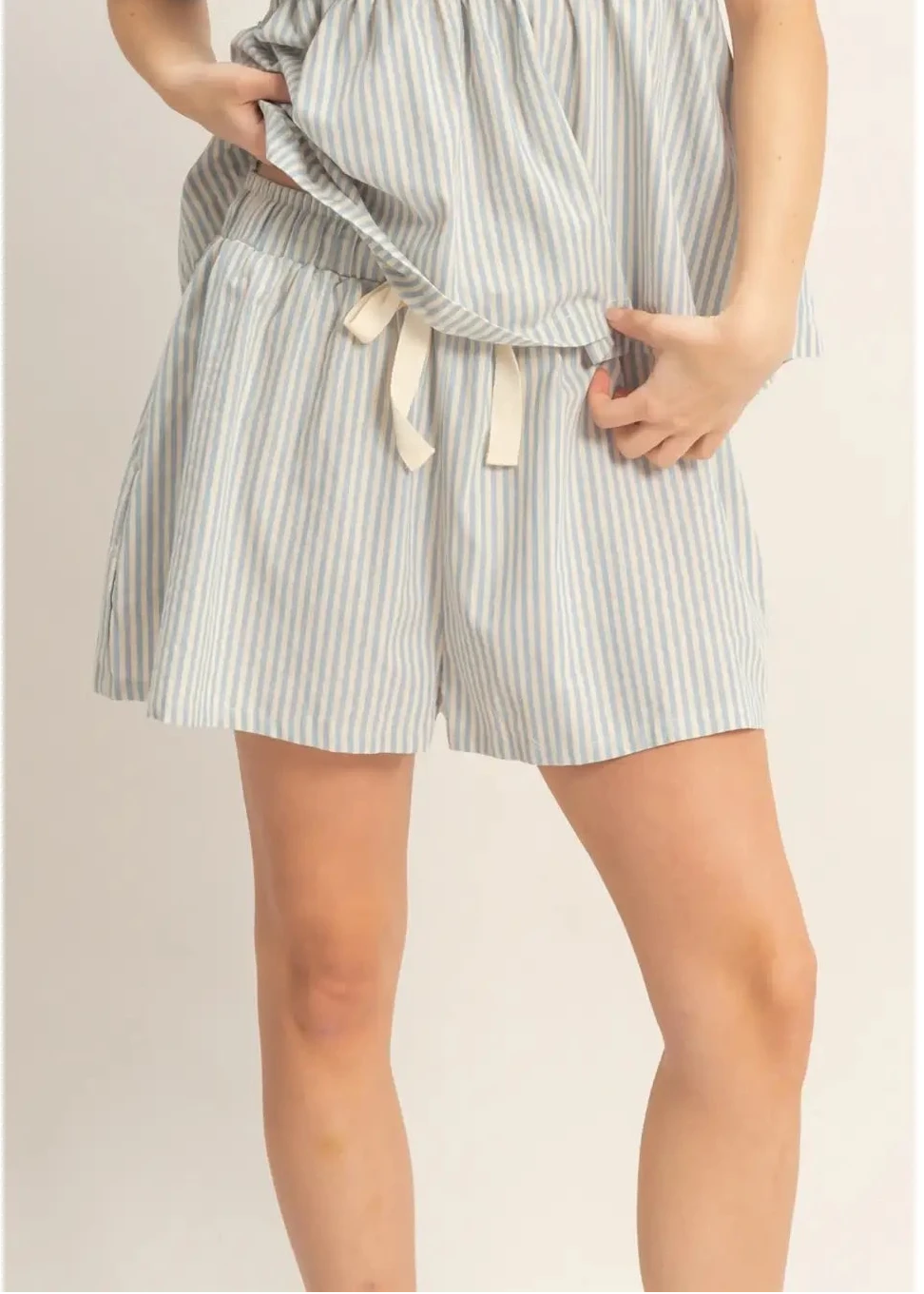 Striped Elastic Waist Shorts
