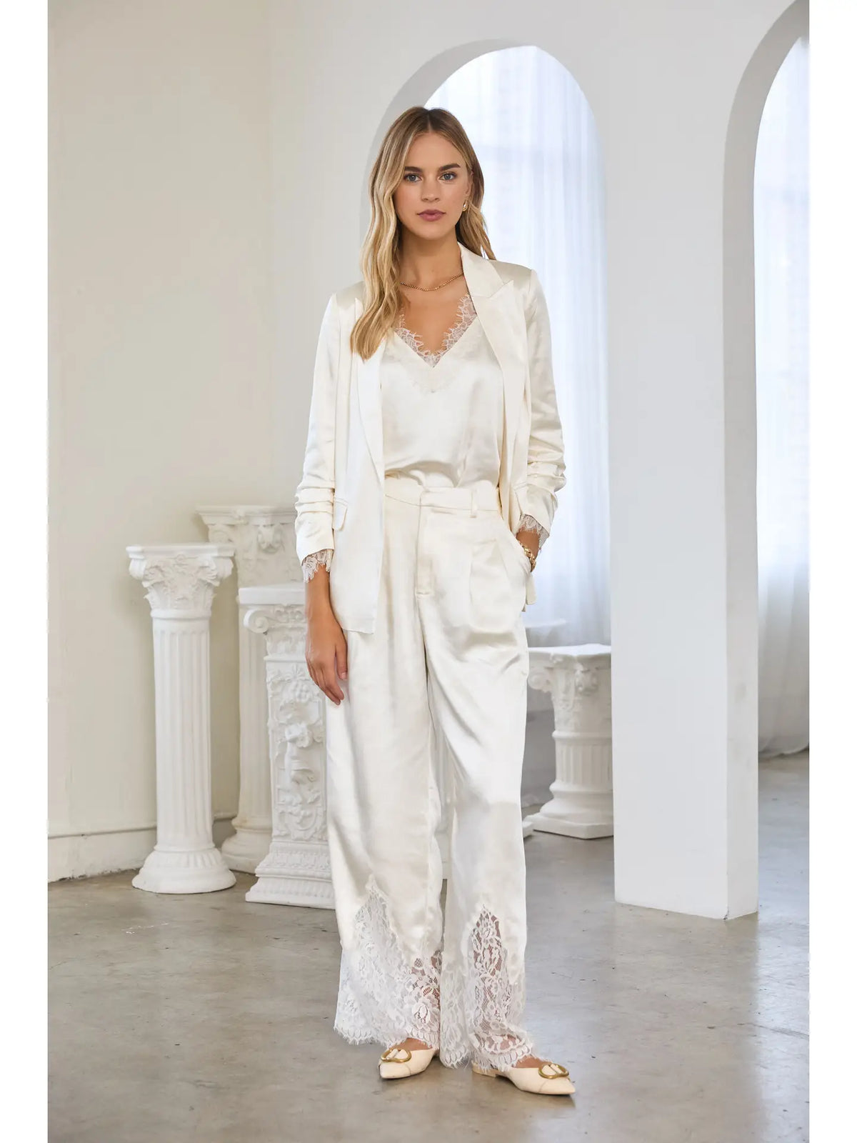 Lace Case Satin Blazer