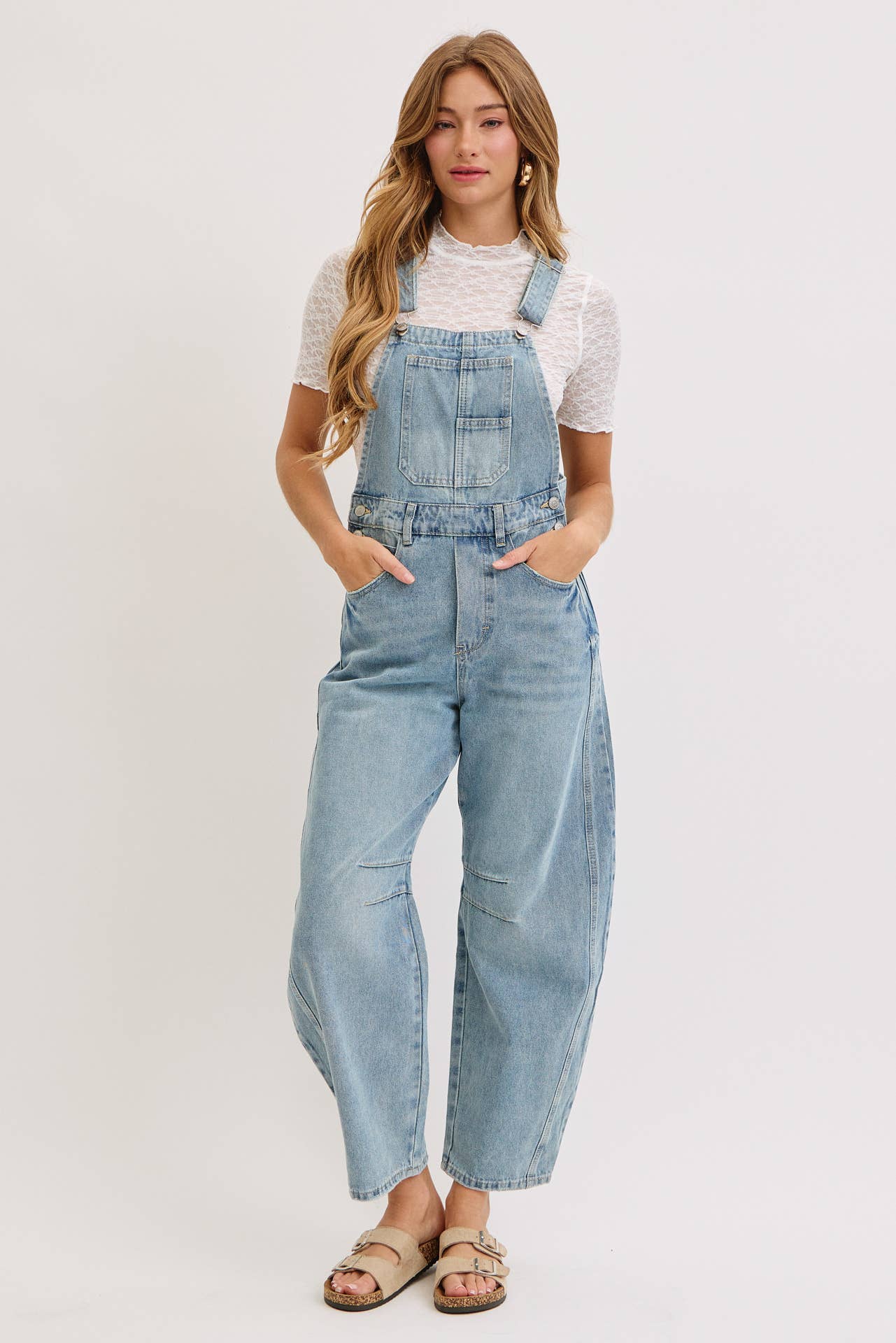 Denim Barrel Overalls
