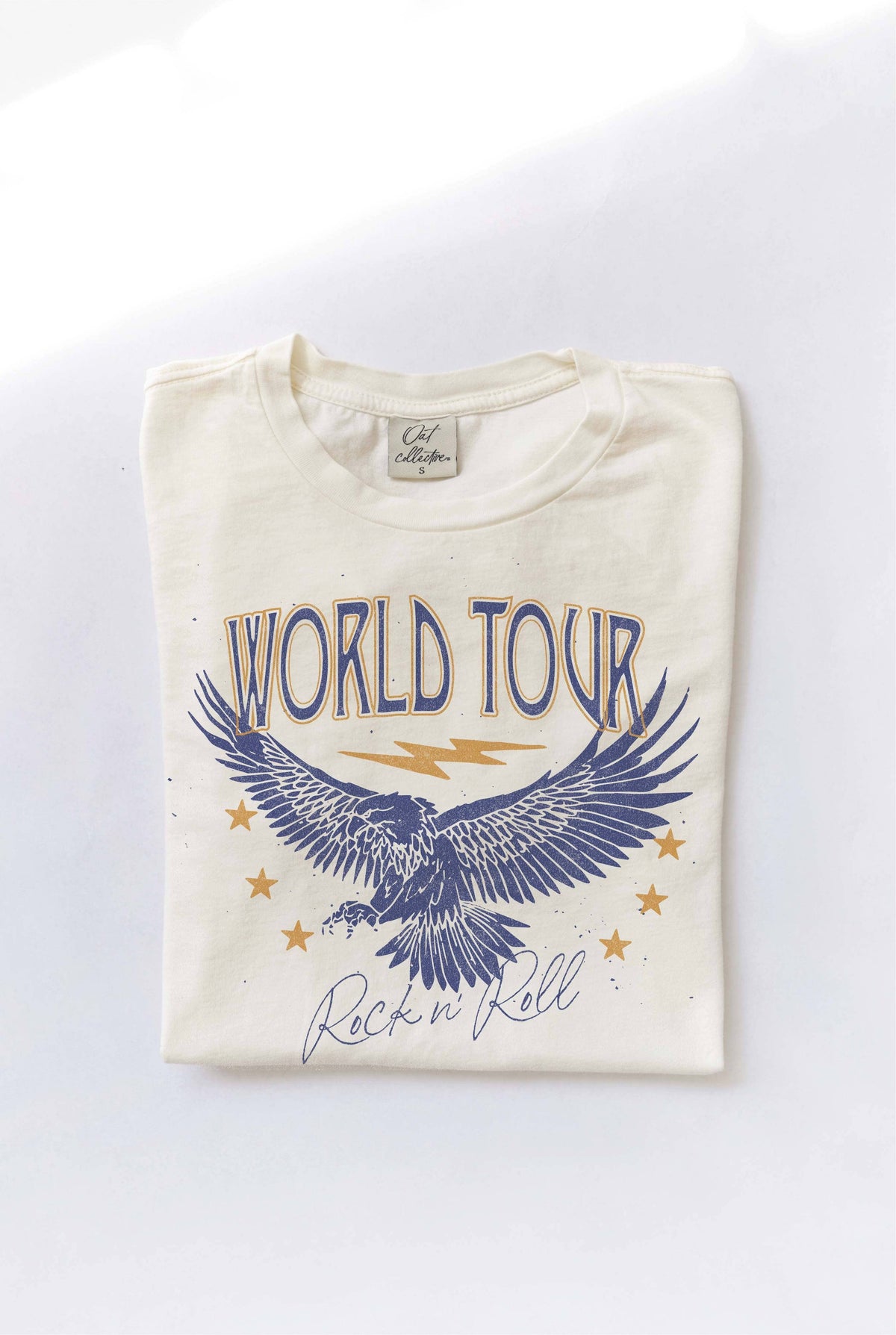 WORLD TOUR ROCK N' ROLL Mineral Washed Graphic Top
