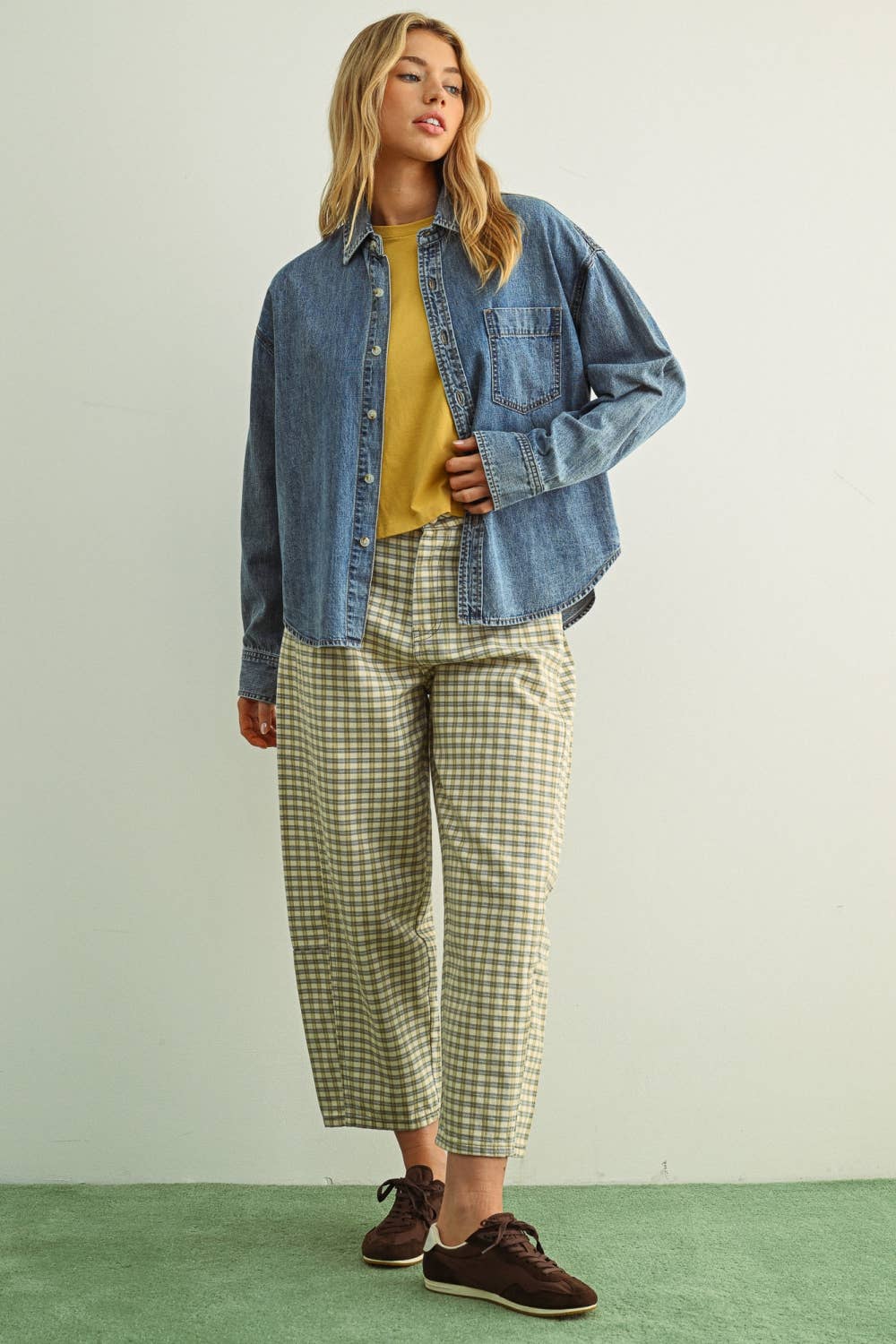 T6249 WASHED DENIM BUTTON DOWN SHIRTS