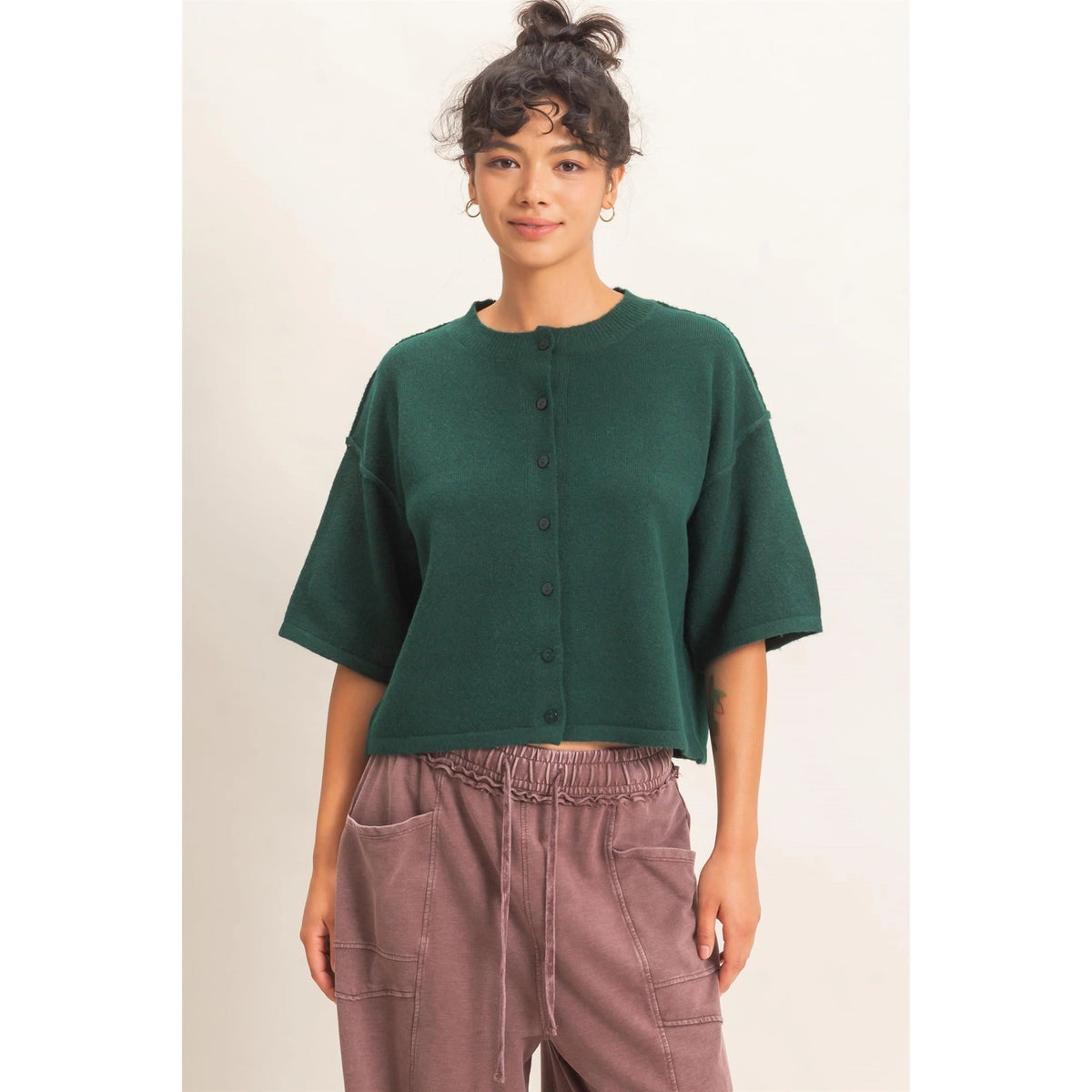 Sarah Drop Shoulder S/S Cardigan