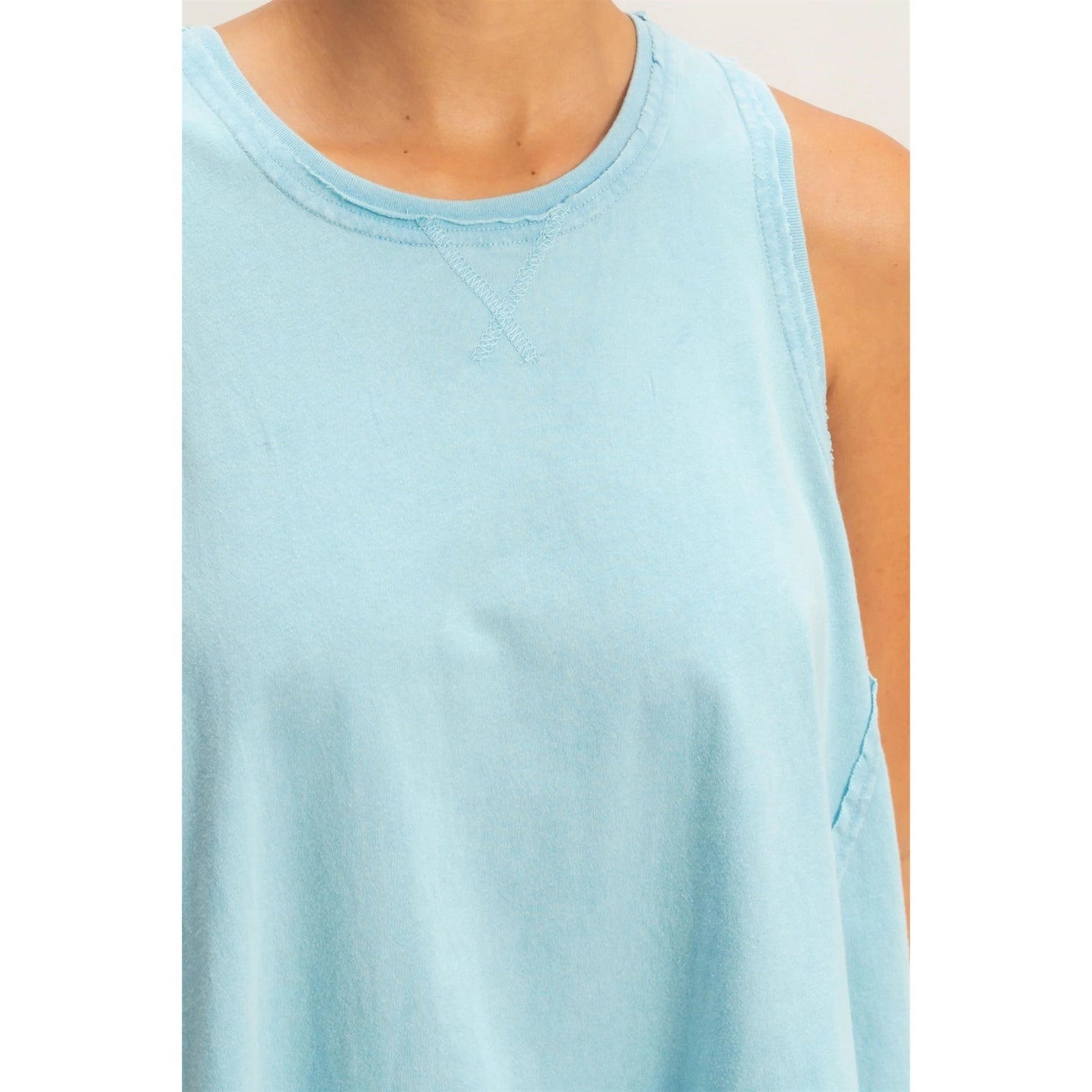 Raw Edge Details Sleeveless Top