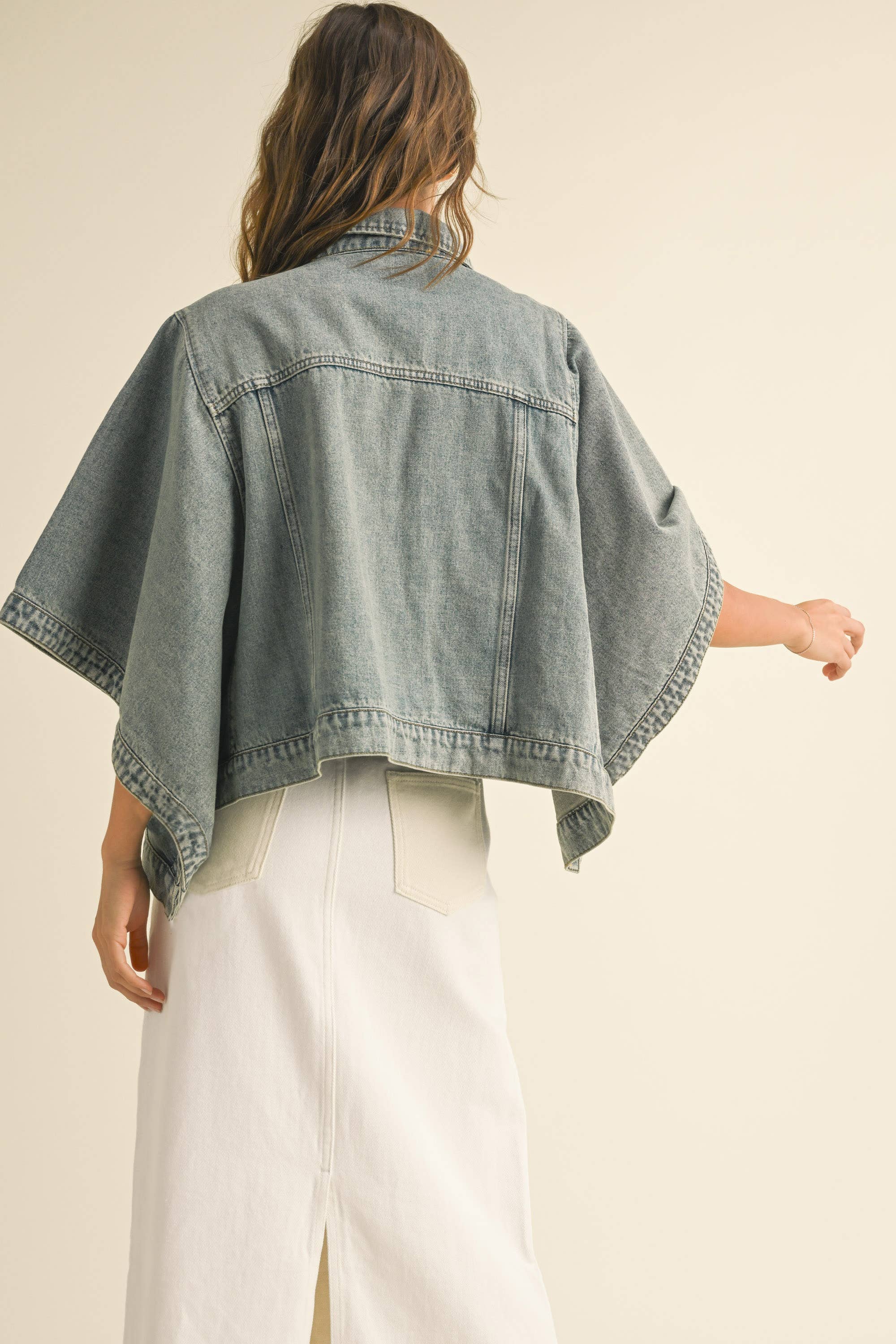 J3963   CAPE STYLE DENIM JACKET