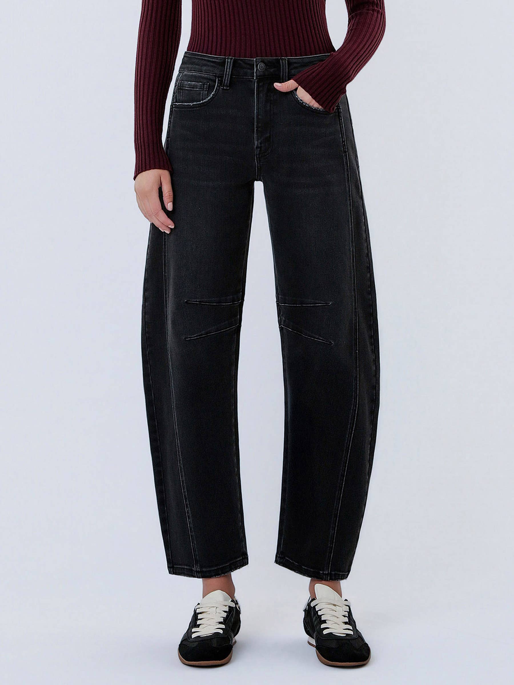 High Rise Ankle Barrel Jeans by Flying Monkey