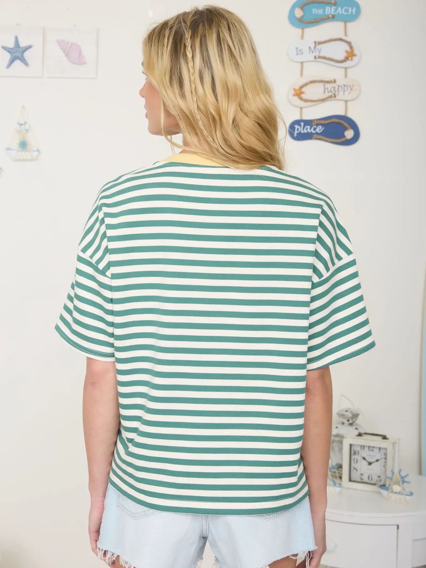 Stripe Colorblock Knit T-Shirt