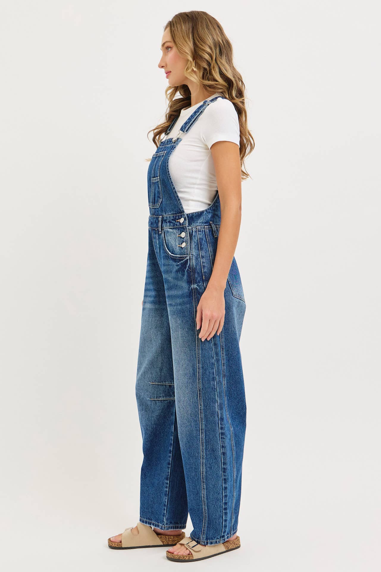 Denim Barrel Overalls
