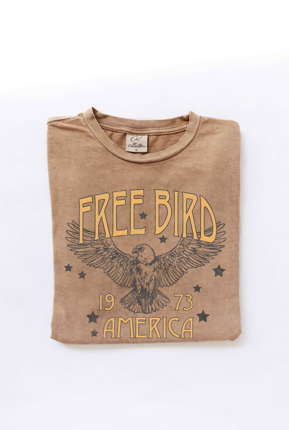 FREE BIRD AMERICA Mineral Washed Graphic Top