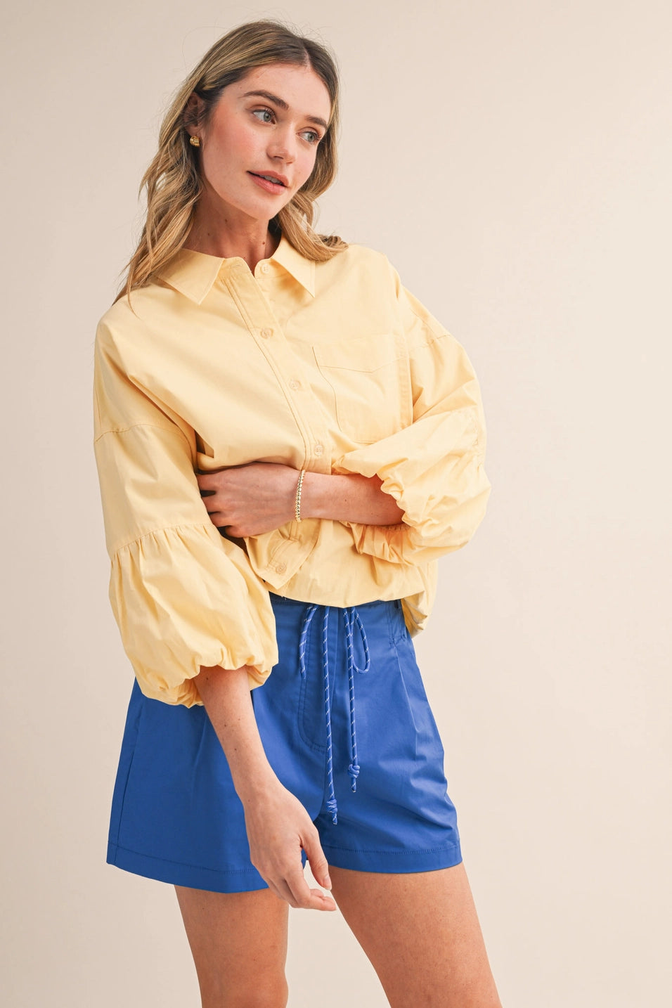 Bubble Sleeve Button Down