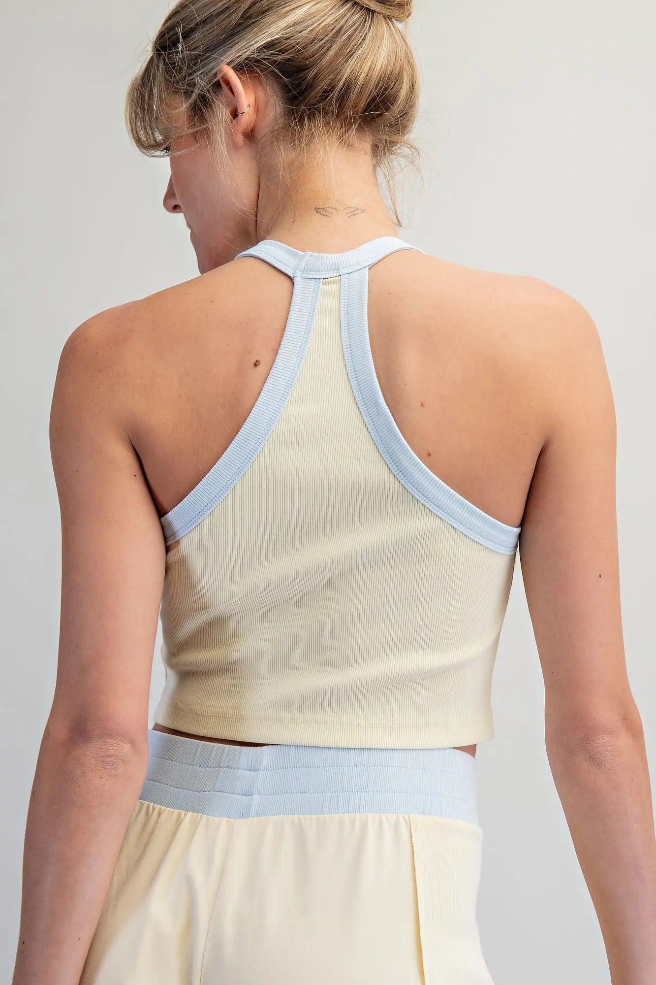 Contrast Sleeveless Back Racer Top
