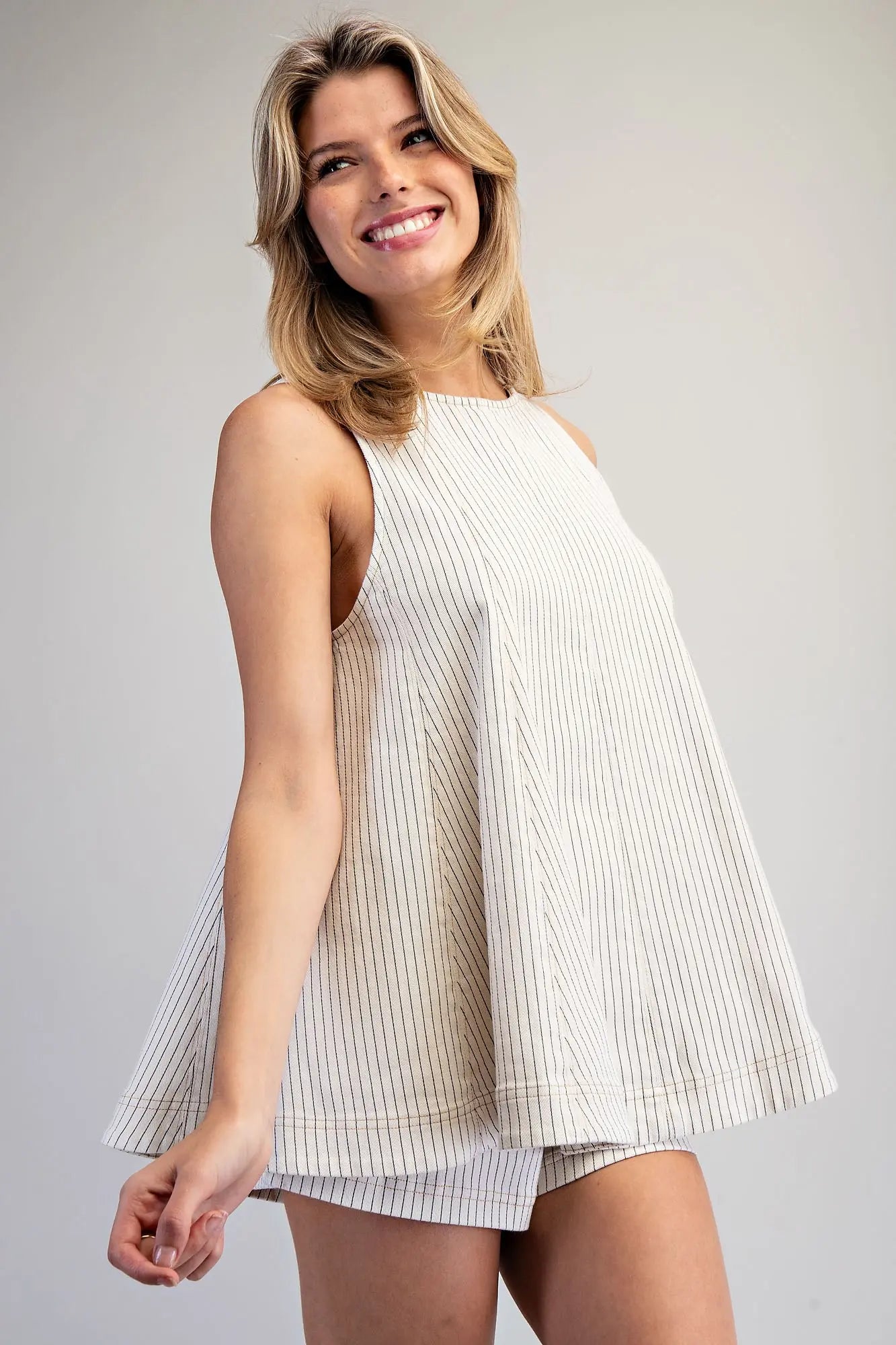 Mineral Washed Striped Swing Top