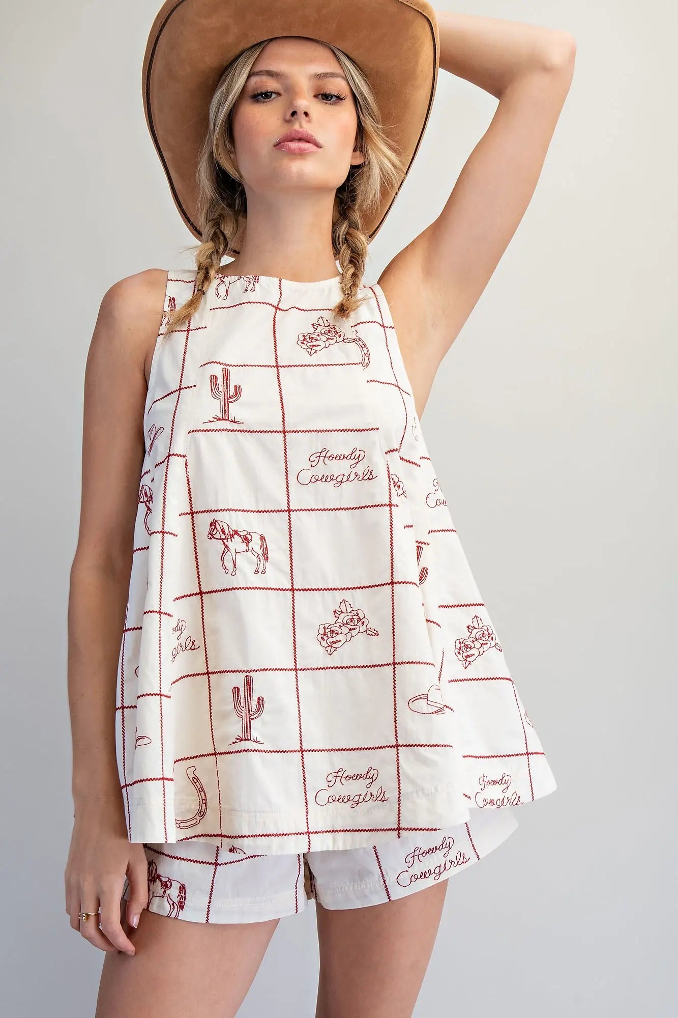 Western Pattern Sleeveless Swing Top