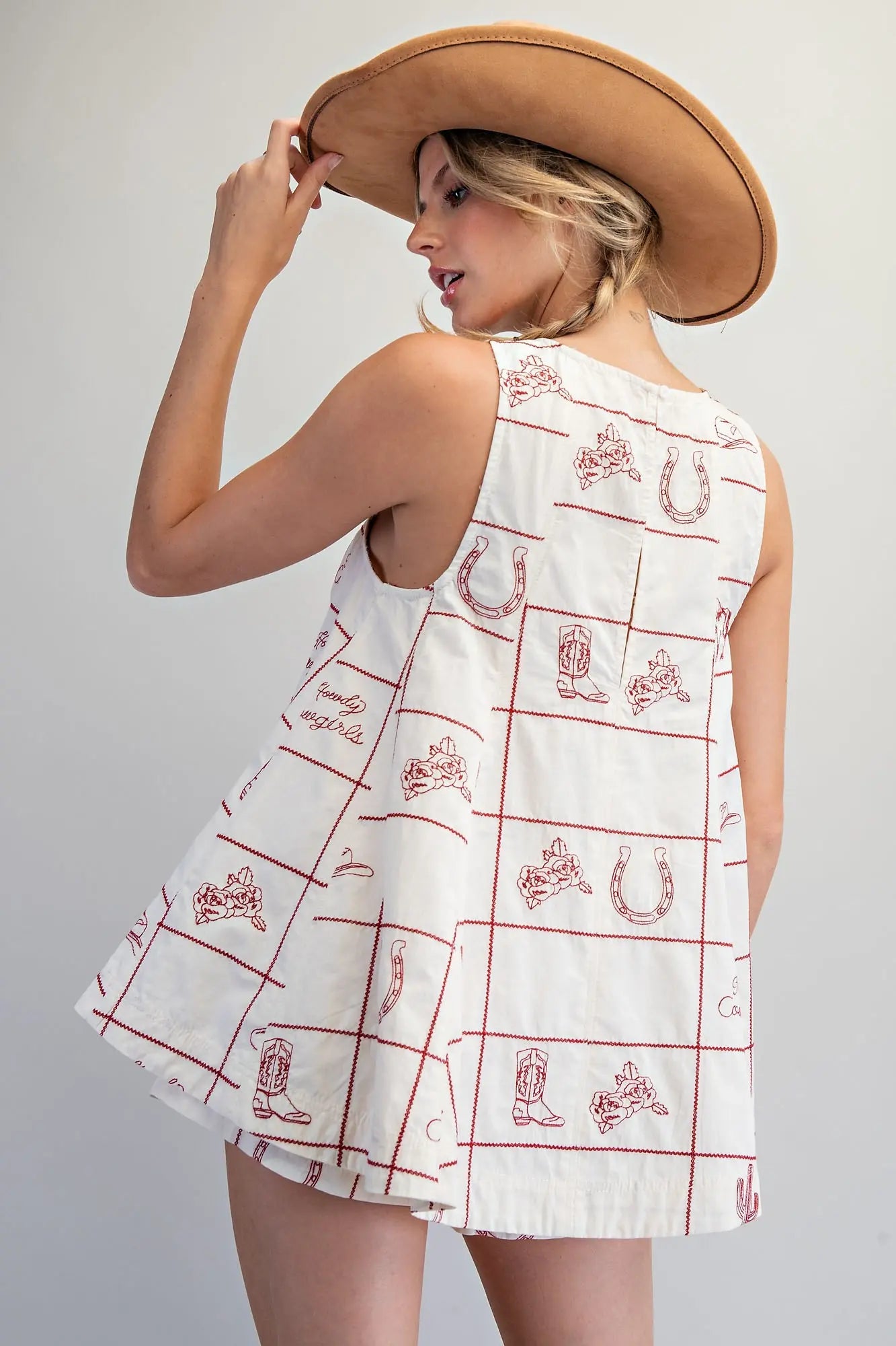 Western Pattern Sleeveless Swing Top