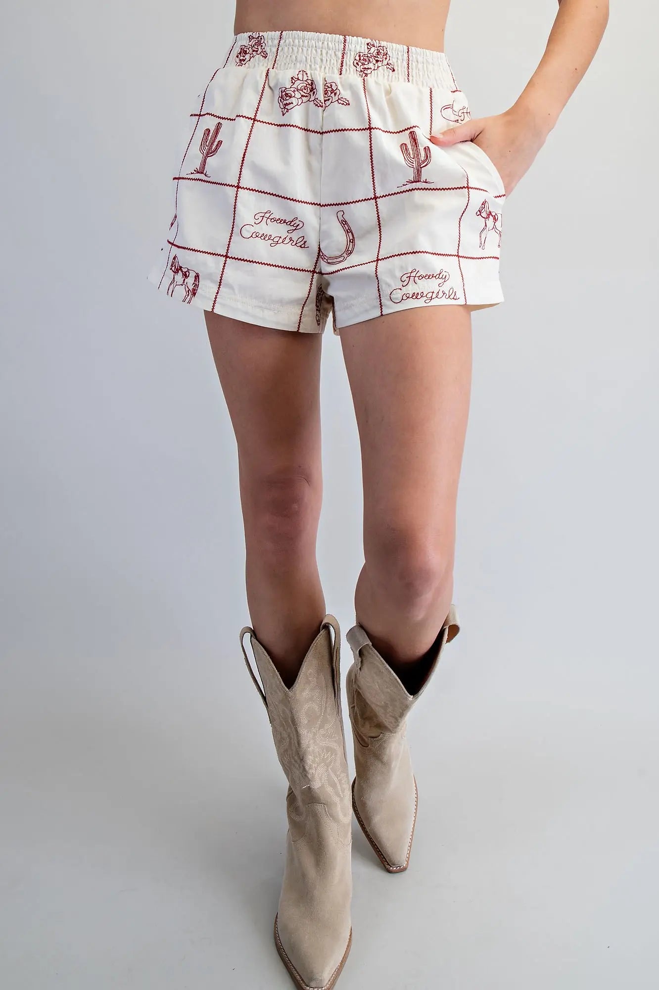 Western Grid Pattern Shorts