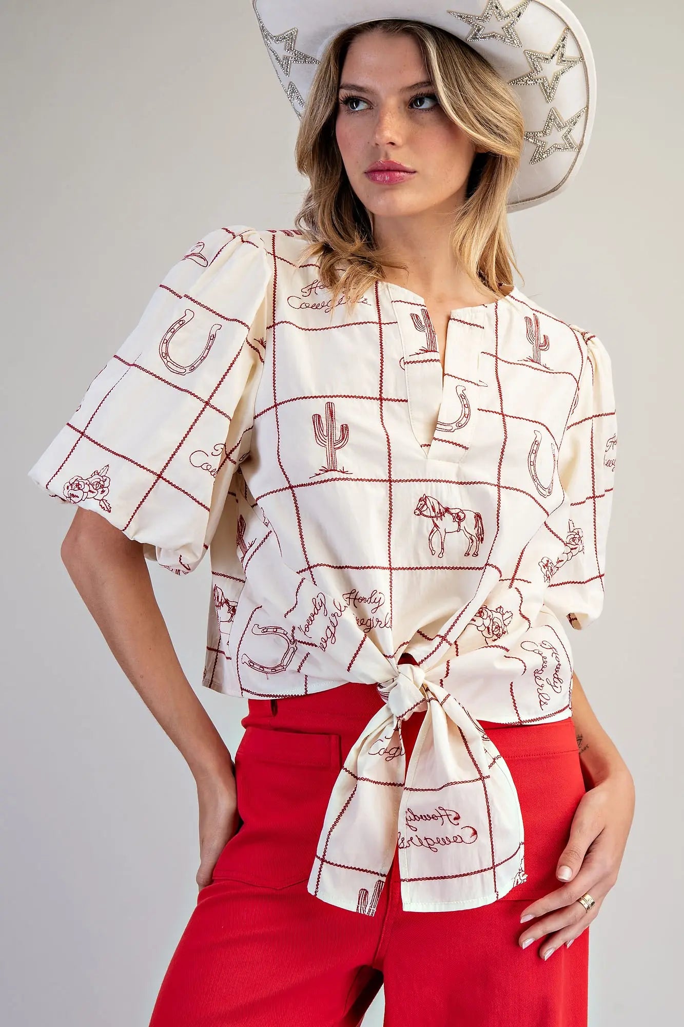 Western Front Tie Blouse
