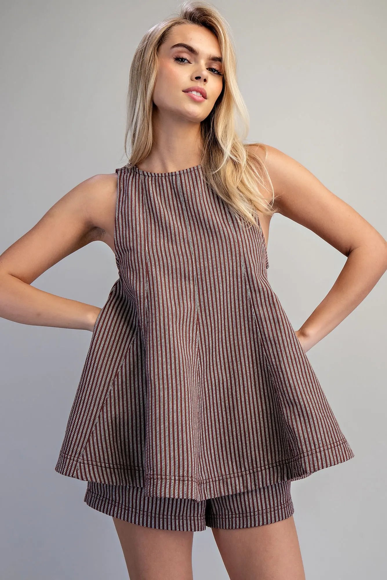 Mineral Washed Striped Swing Top