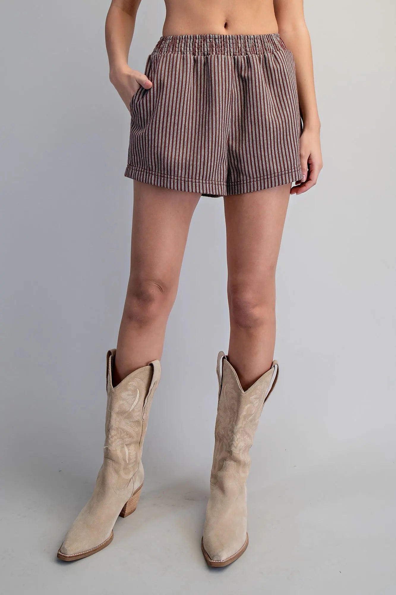 Mineral Washed Striped Shorts
