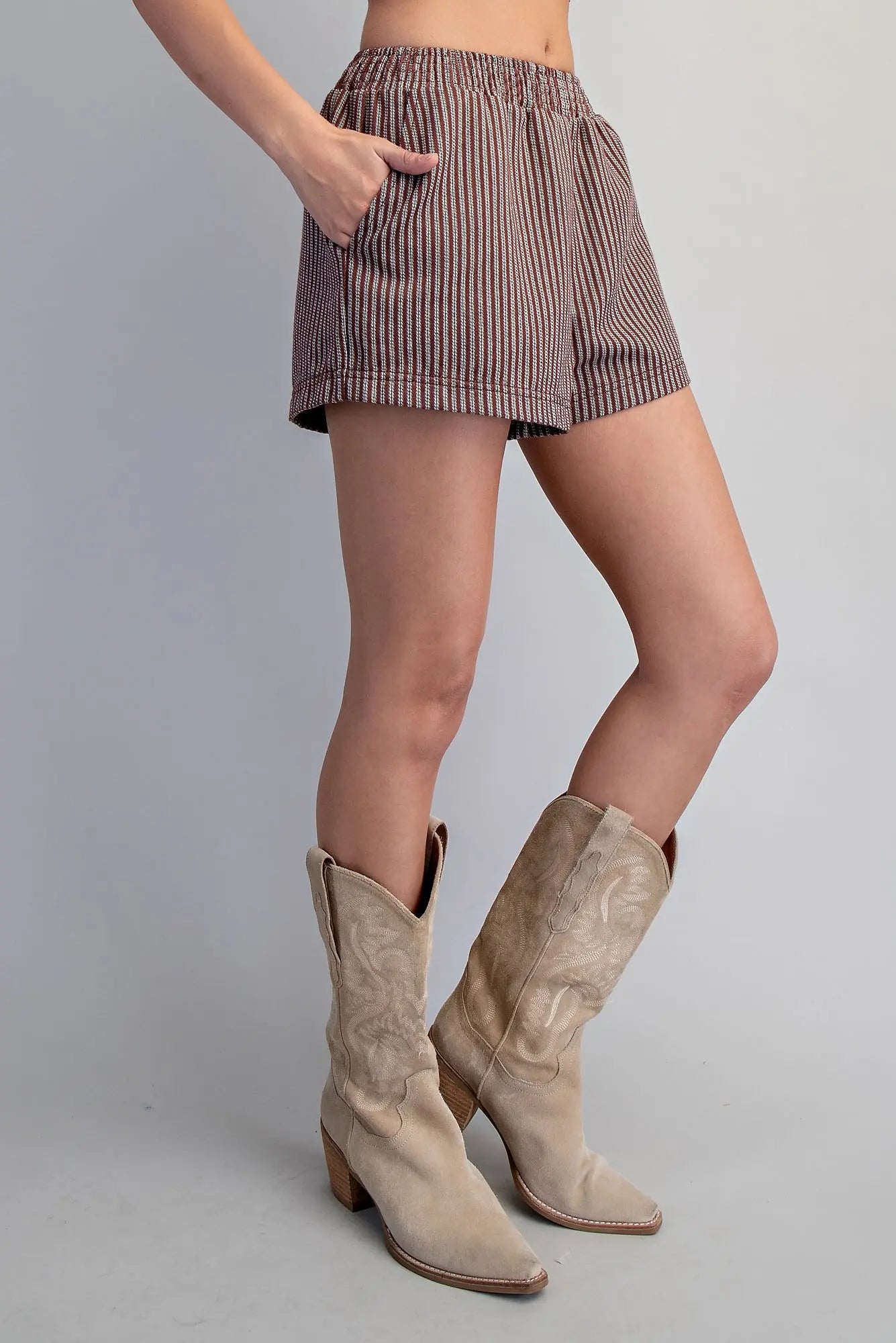 Mineral Washed Striped Shorts