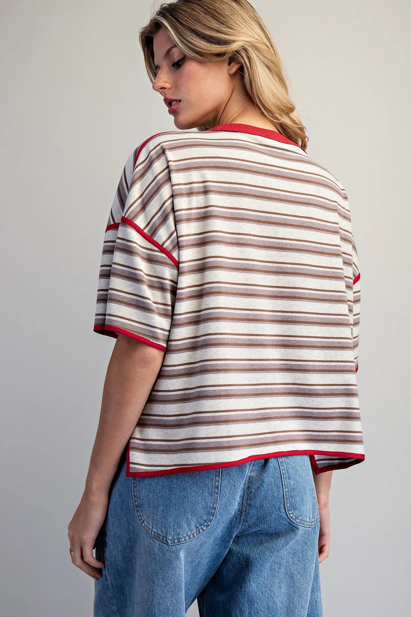 Striped Short Sleeve Boxy Top