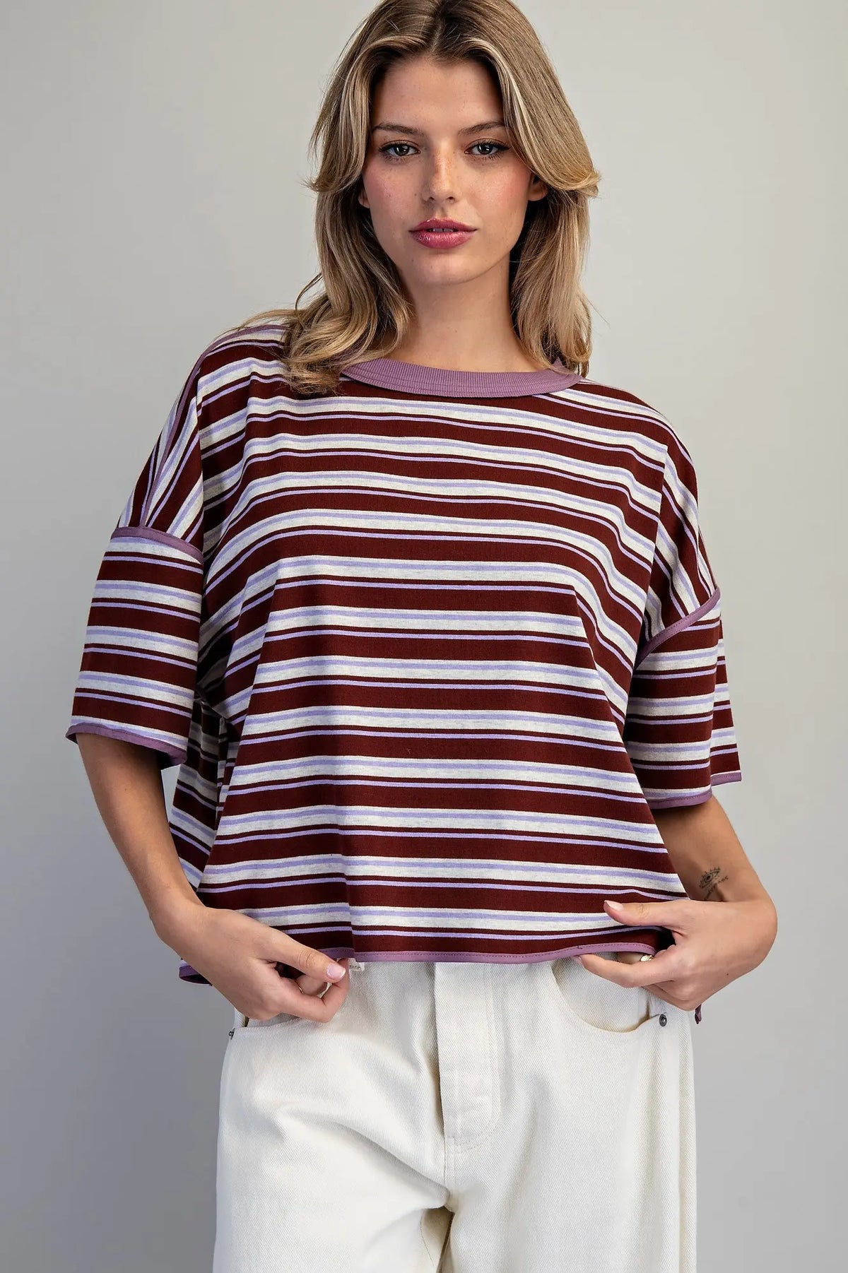 Striped Short Sleeve Boxy Top