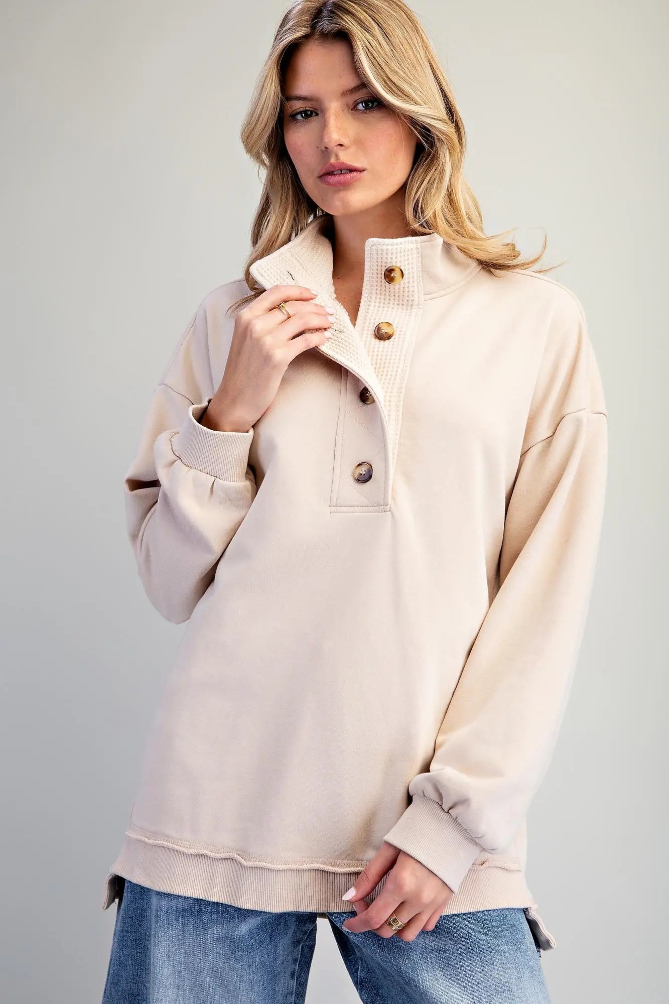 Snow Washed Mock Neck Pullover