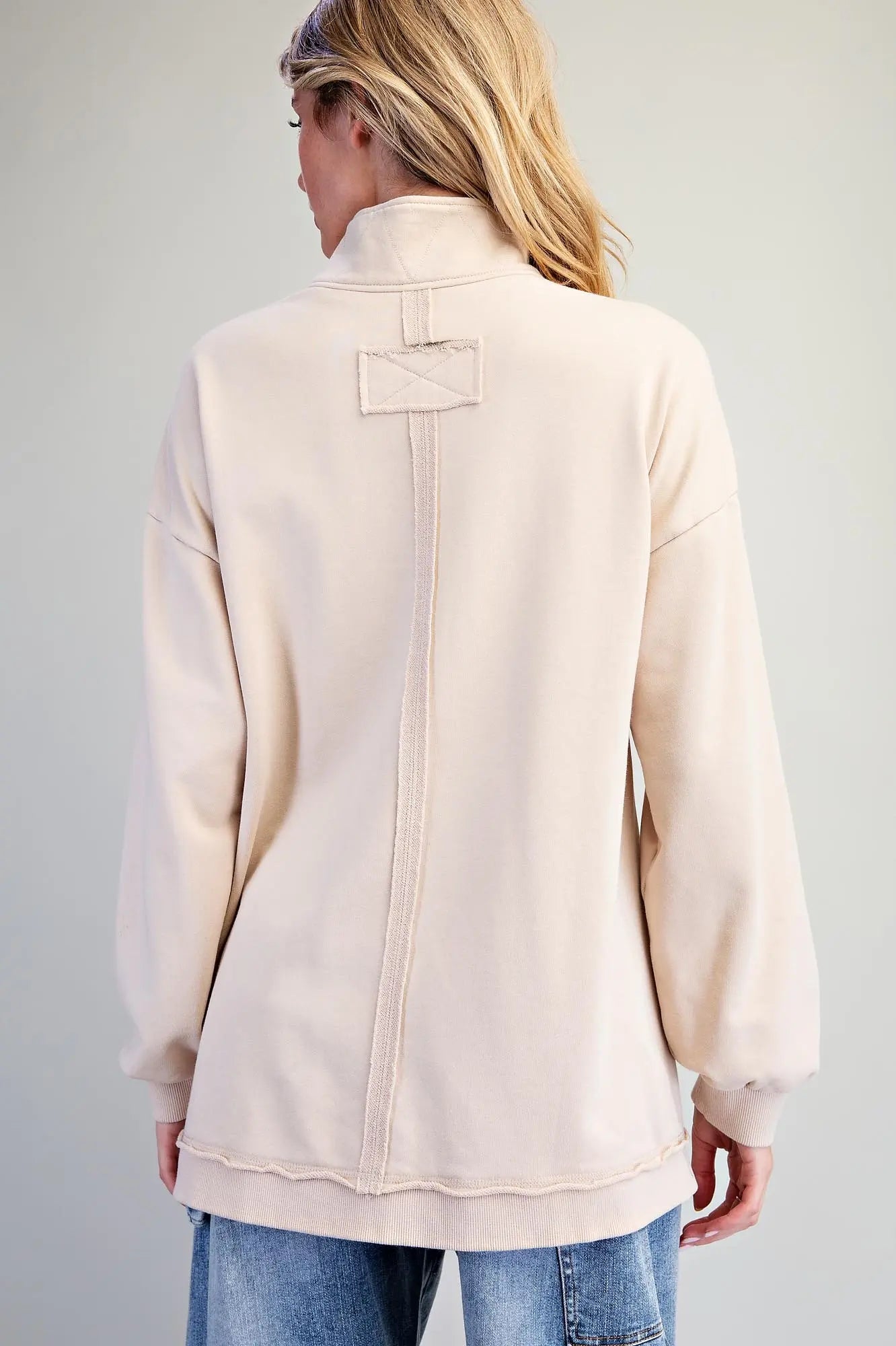 Snow Washed Mock Neck Pullover