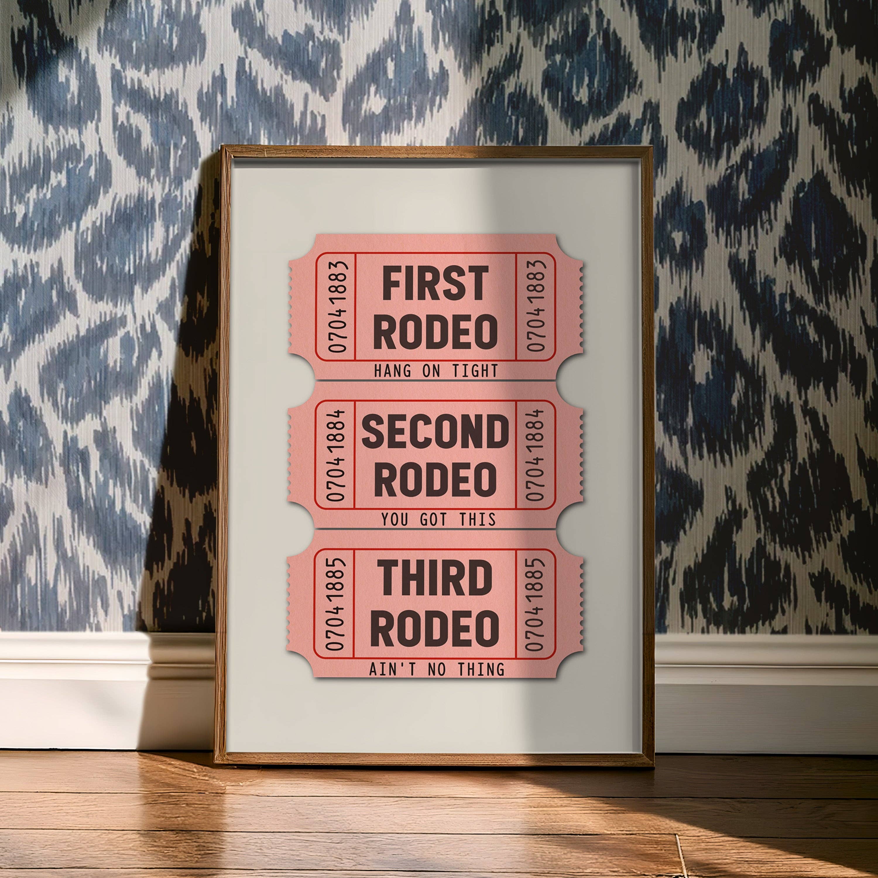 First Rodeo Ticket Stub Art Print Pink (FLAT)
