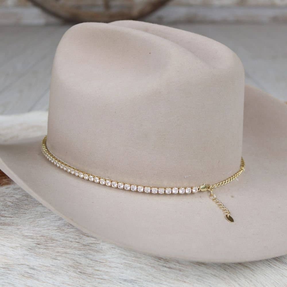 14K Tennis Chain Rhinestone Hat Band