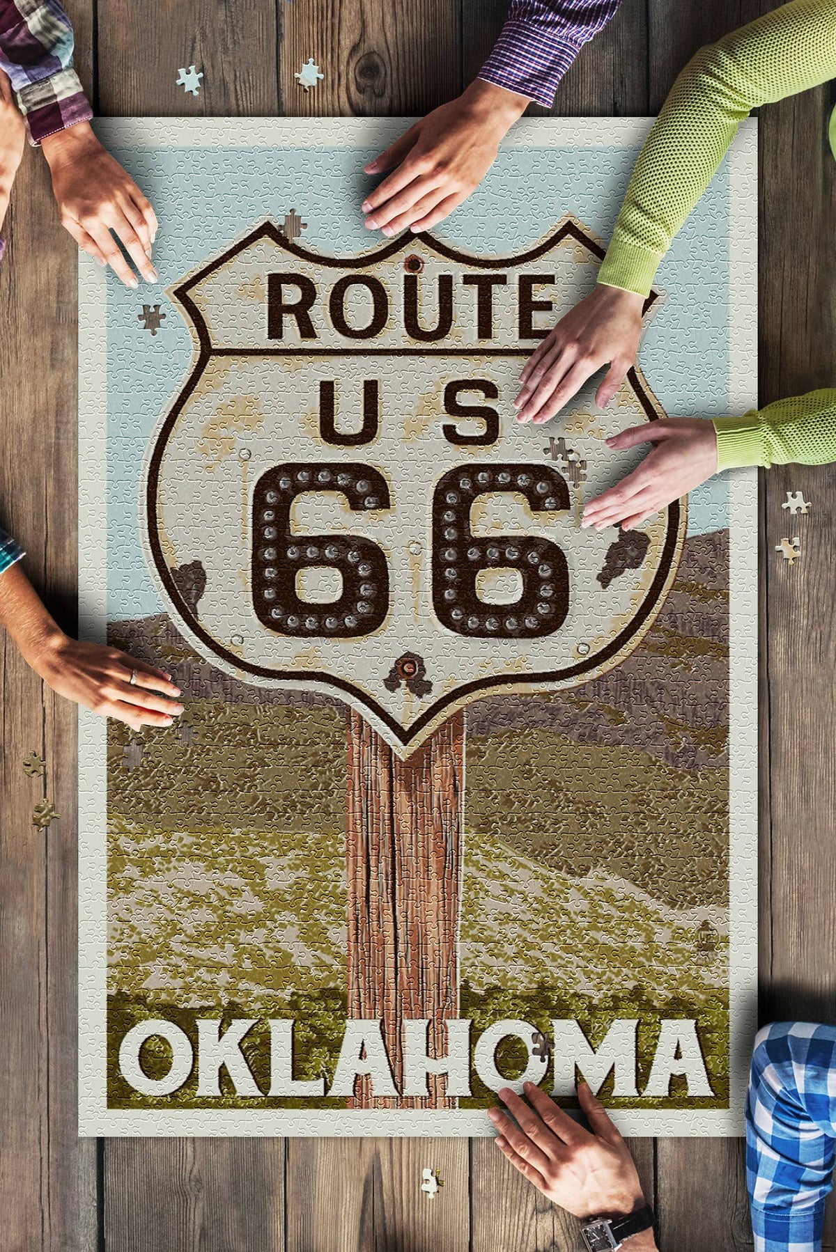 1000 Piece Puzzle - Oklahoma, Route , Letterpress