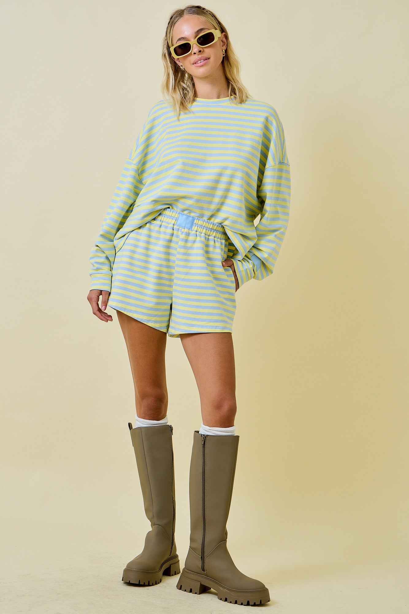 Striped Terry Lounge Sweatshirt