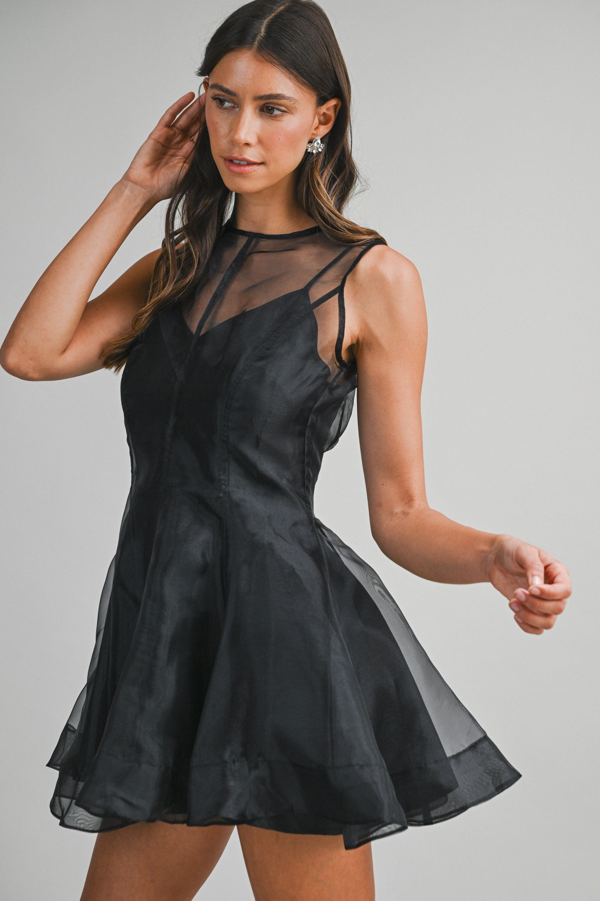 Organza Overlay Mini Dress