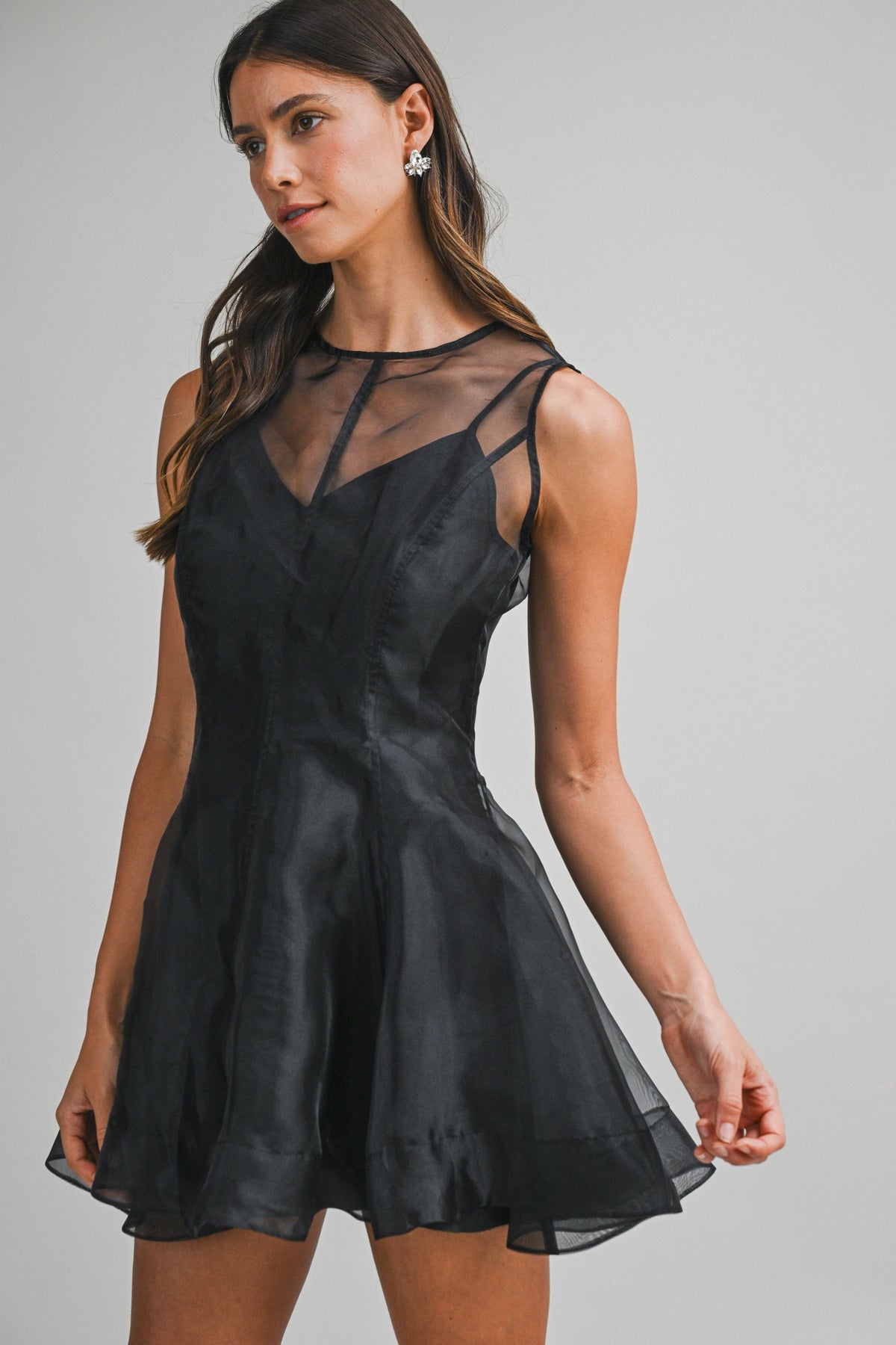 Organza Overlay Mini Dress