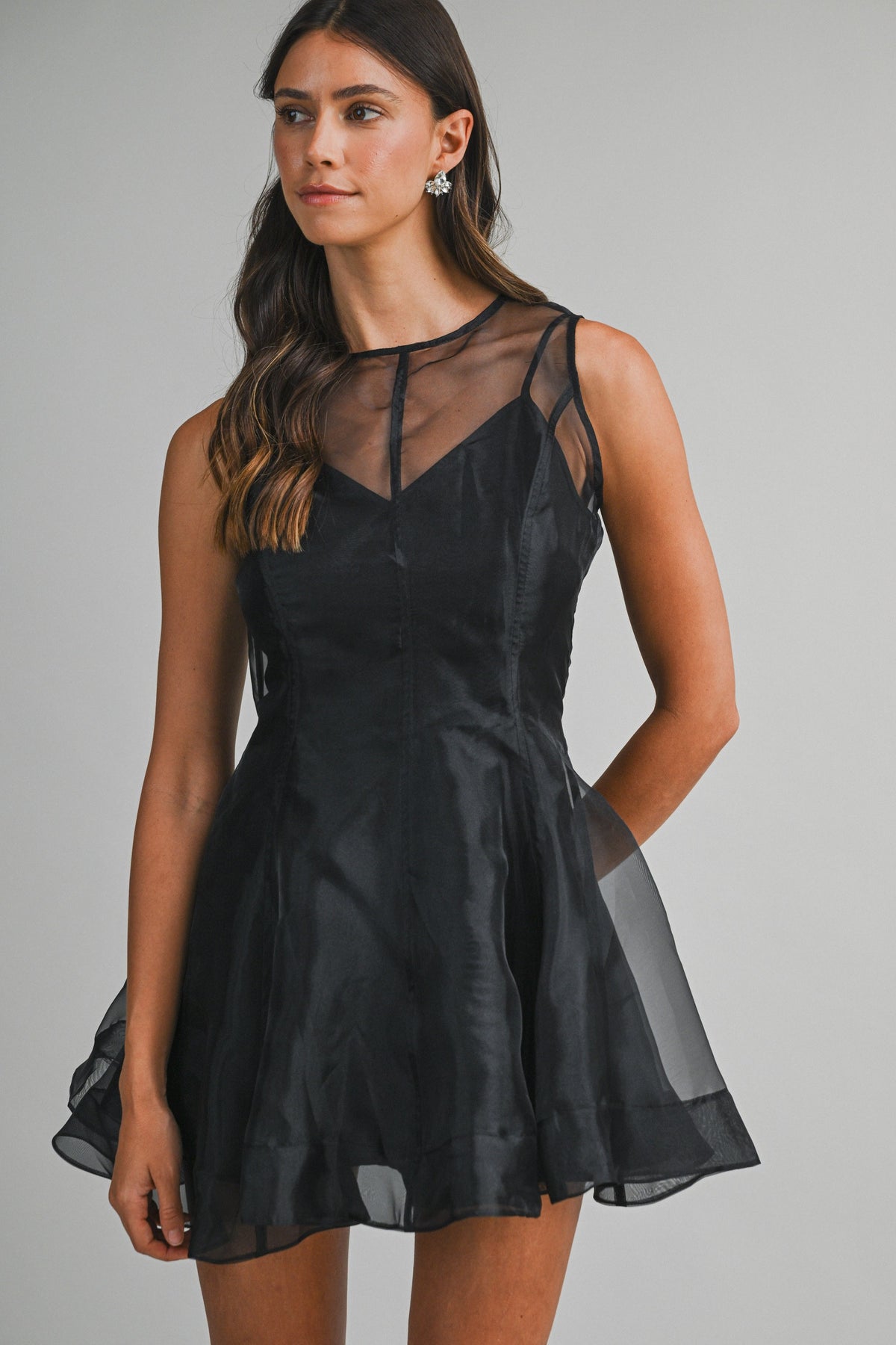 Organza Overlay Mini Dress