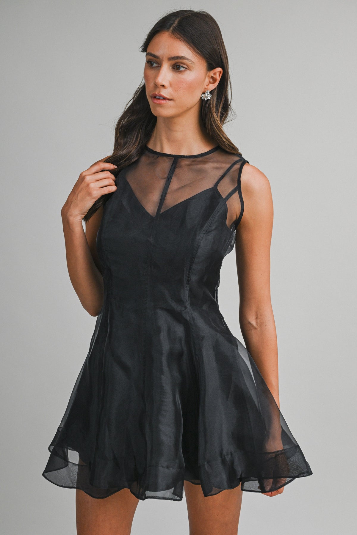 Organza Overlay Mini Dress