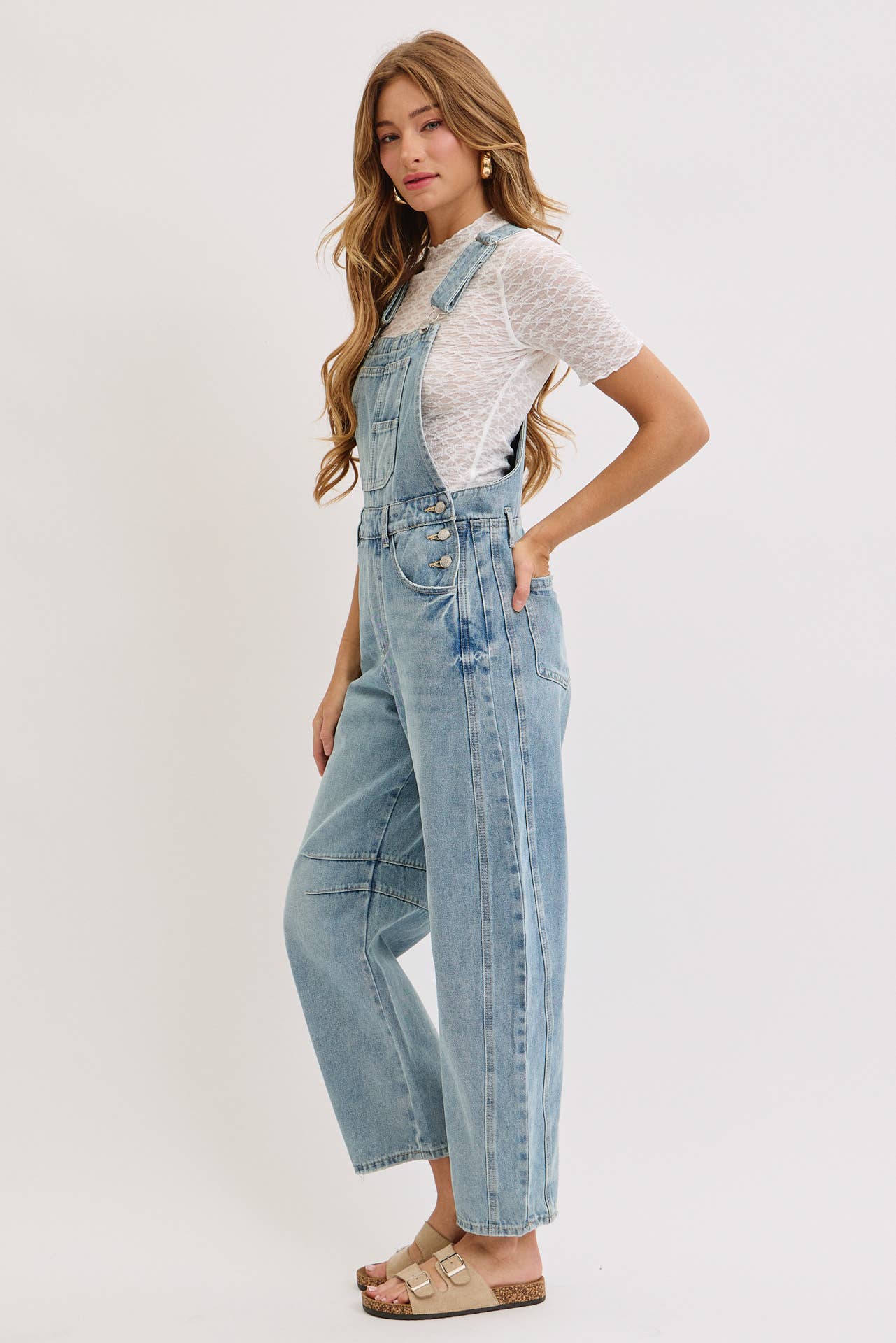 Denim Barrel Overalls