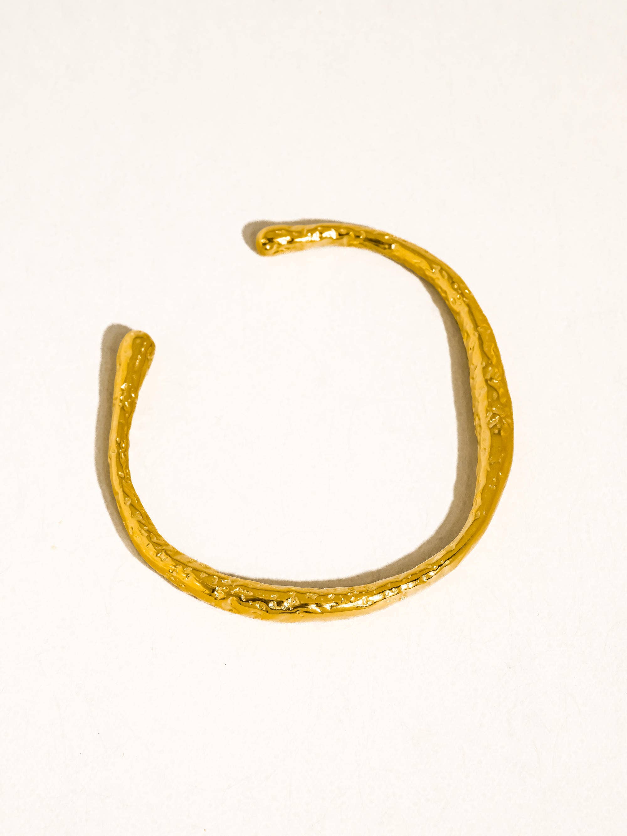 Ruvic 18K Gold Non-Tarnish Textured Open Cuff Bracelet