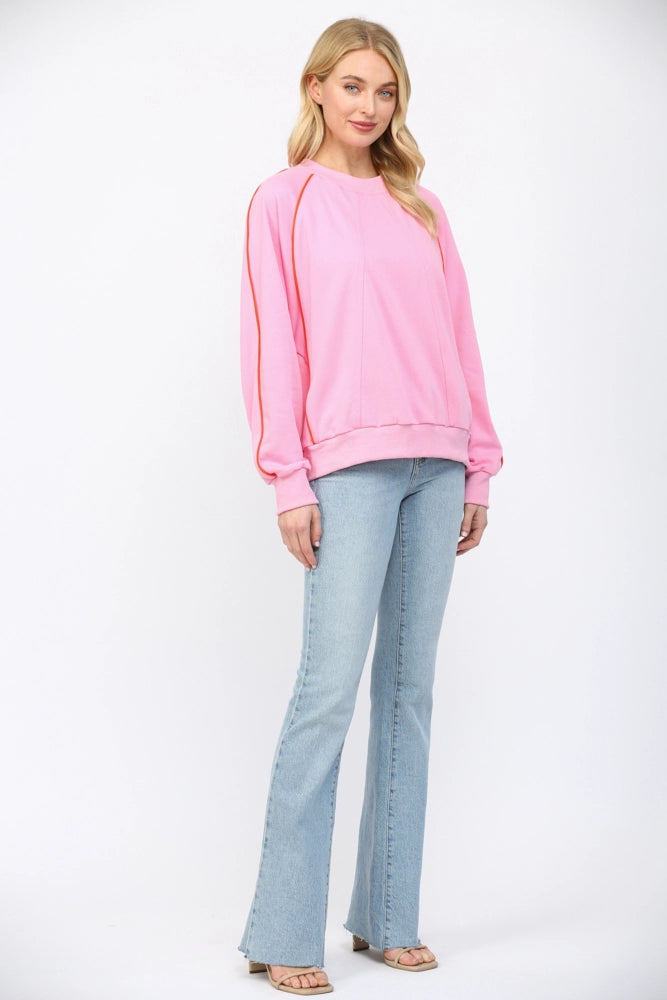 Piped Raglan Sleeve Sweatshirt