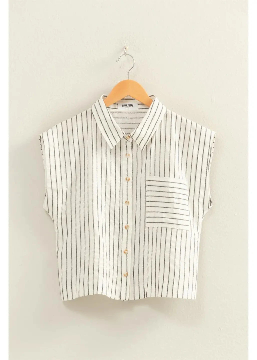 Striped Sleeveless Button-Up Shirt