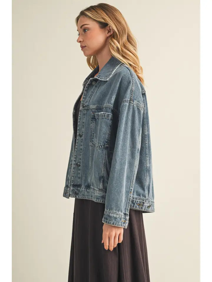 Shania Pleated Back Denim Jacket