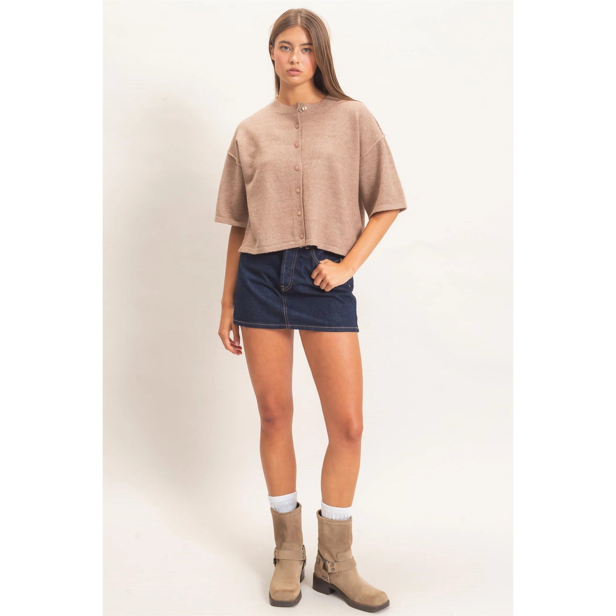 Sarah Drop Shoulder S/S Cardigan