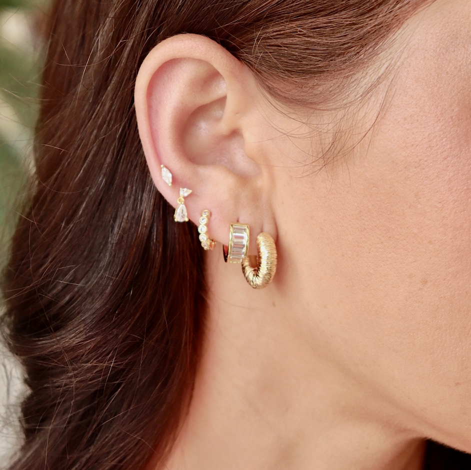 Flat Back Gold Marquise Crystal Studs