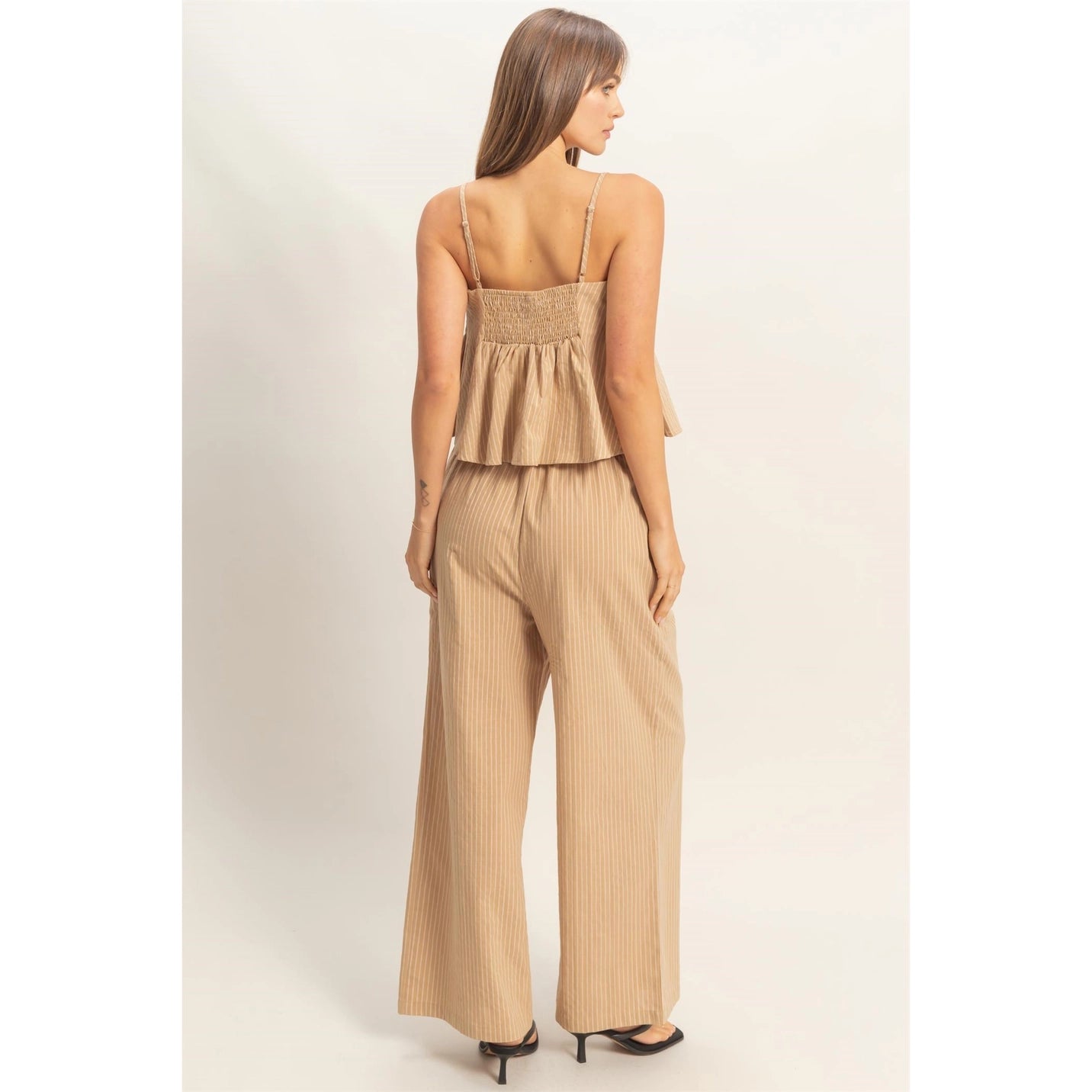Spaghetti Strap Top and Wide-Leg Pants Set