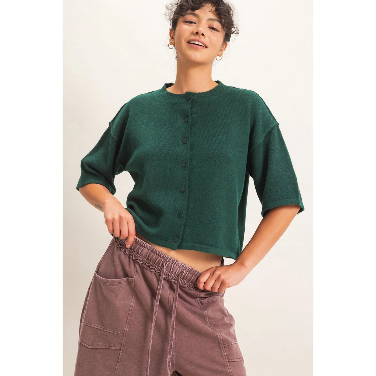 Sarah Drop Shoulder S/S Cardigan