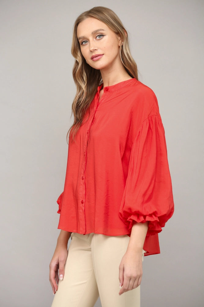 Puff Sleeve Button Down Shirt